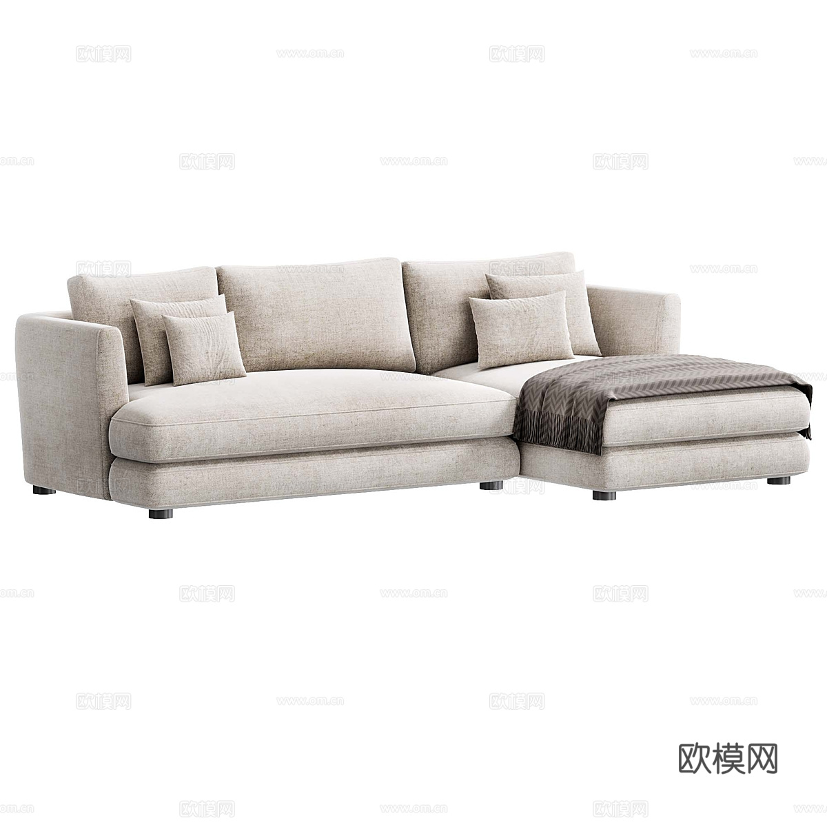 现代 Morty 布艺组合转角沙发3d模型下载（渲染图2）