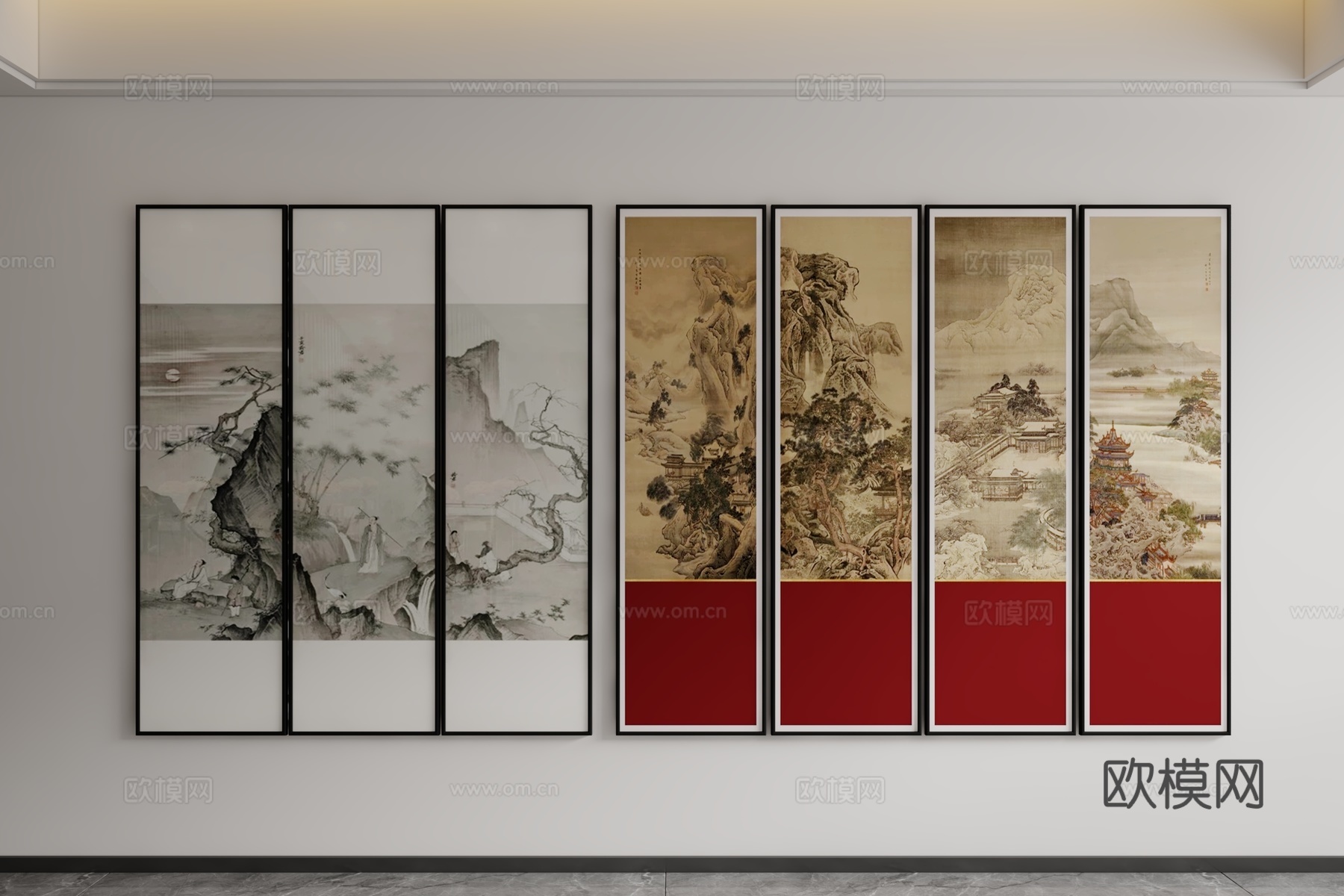 新中式装饰挂画3d模型