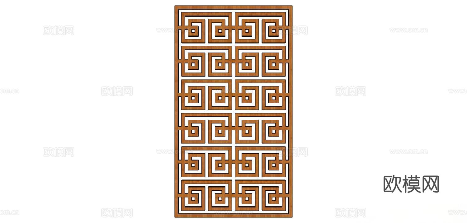 实木屏风 屏风 屏风隔断 隔断su模型