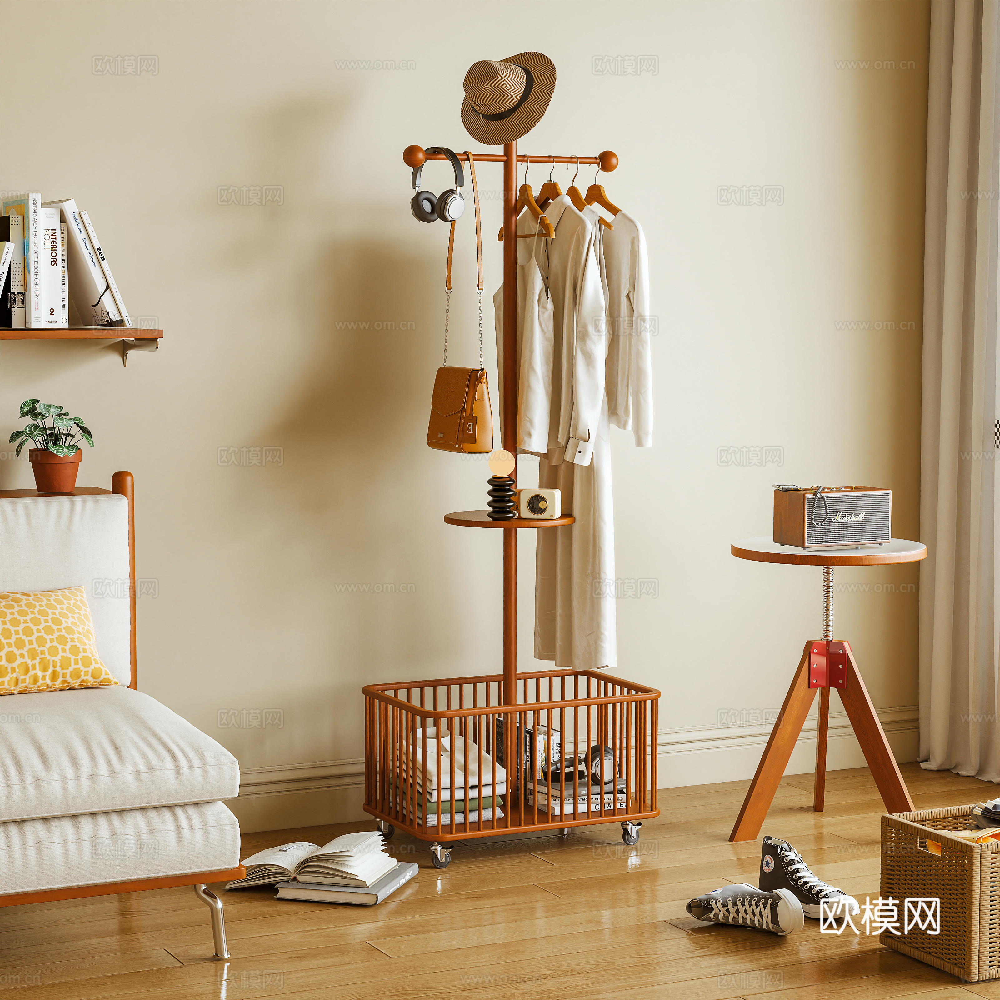 衣帽架 挂衣架 落地衣架 移动架 服饰 摆件3d模型下载