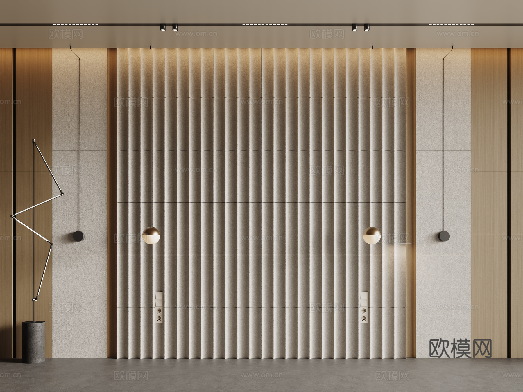 现代床头背景墙 卧室背景墙 护墙板su模型