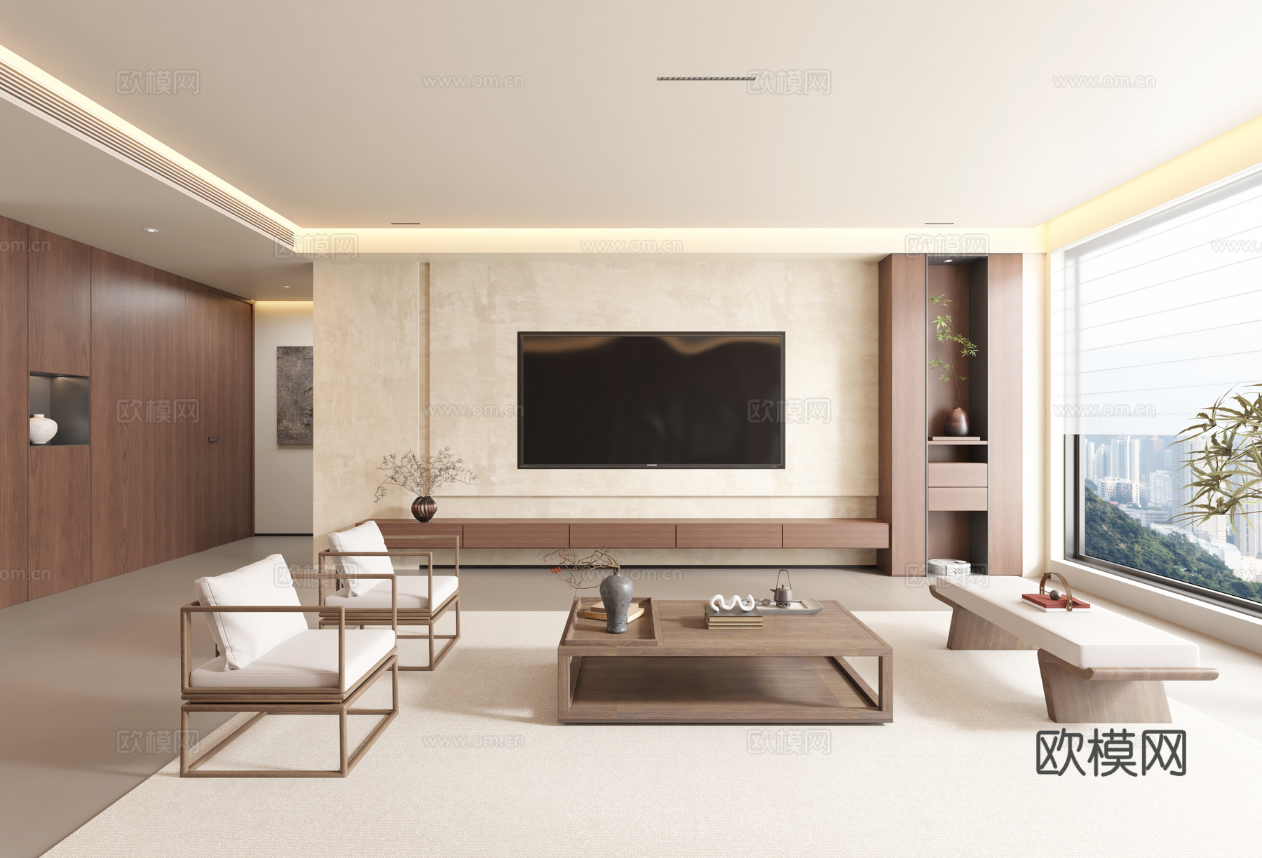 中古风客餐厅3d模型下载（渲染图3）