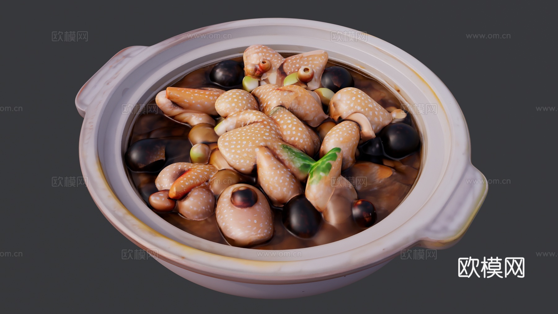 一碗砂锅香菇鸡块su模型