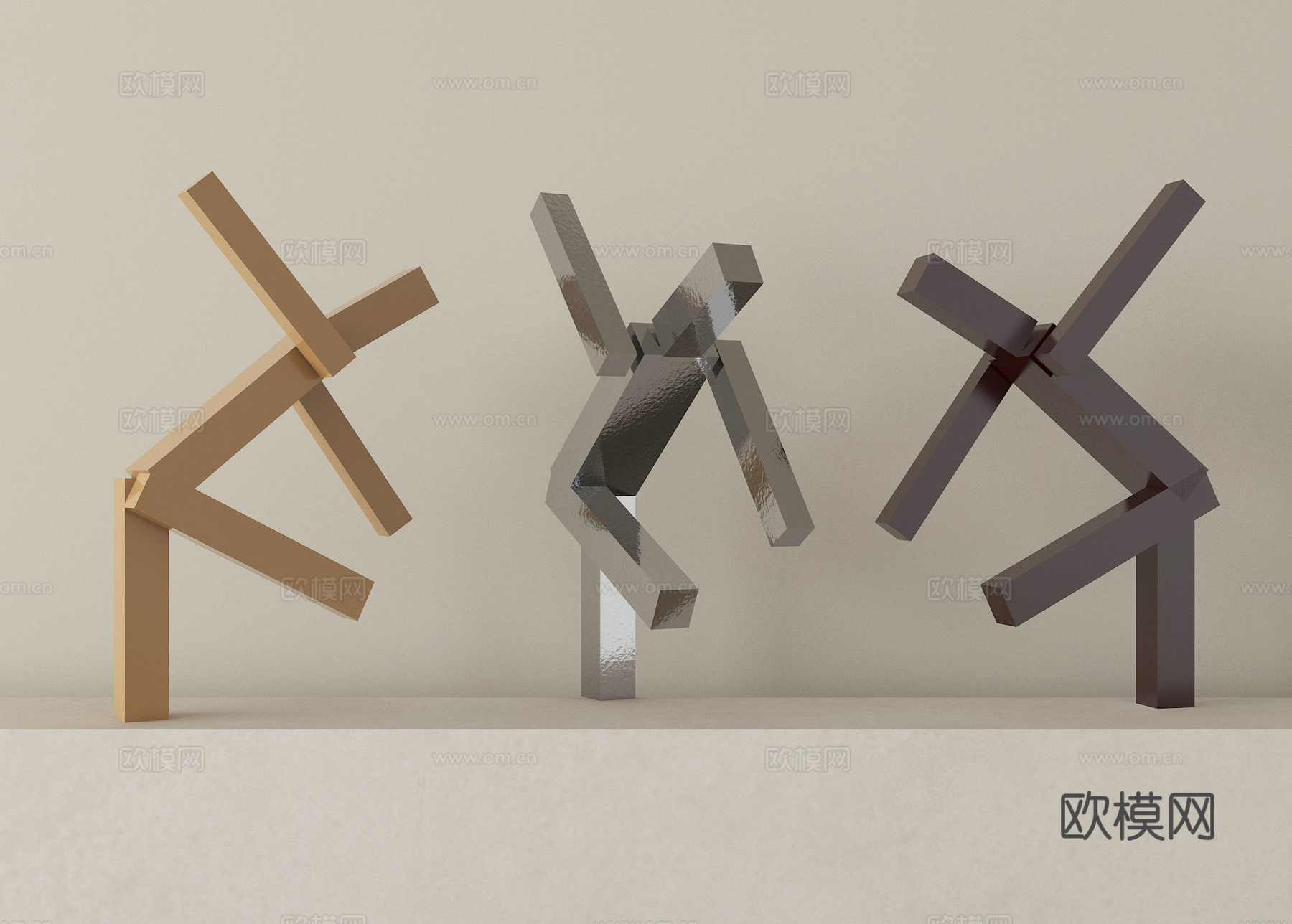 现代装饰摆件 艺术摆件 装置su模型