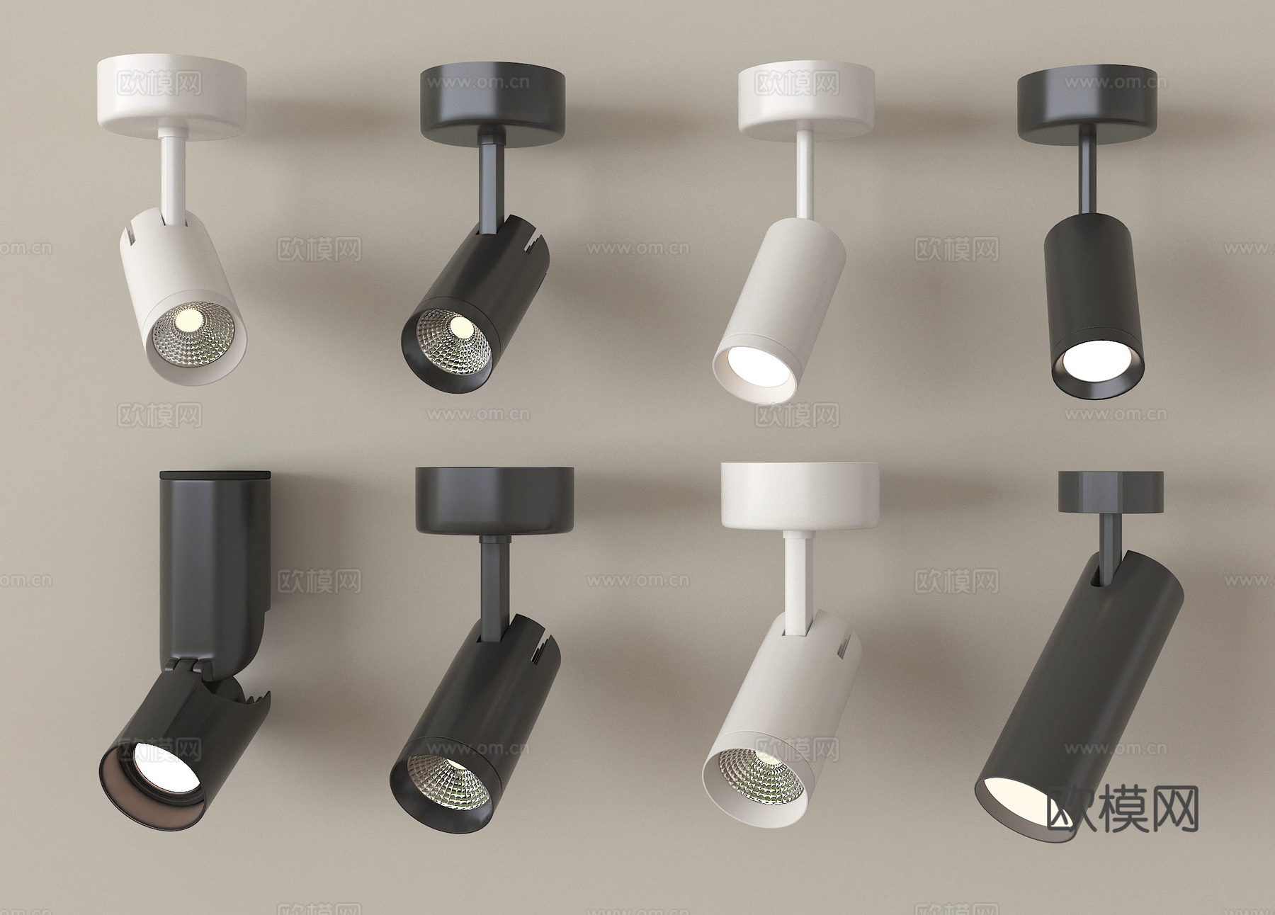 现代筒灯射灯 转向式su模型