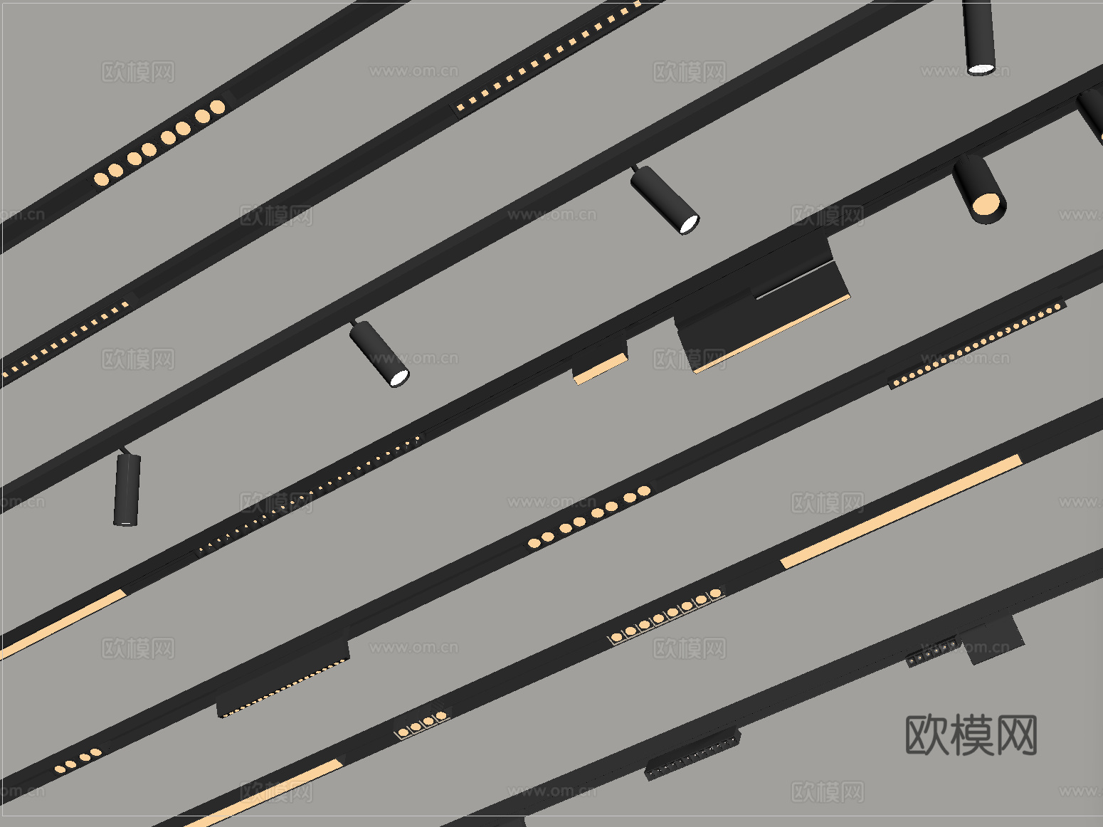 现代筒灯射灯 轨道射灯 线形射灯su模型