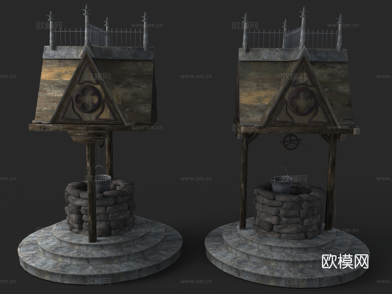 中世纪奇幻风格 古代枯井 万圣节场景 魔法 中世纪井盖3d模型下载