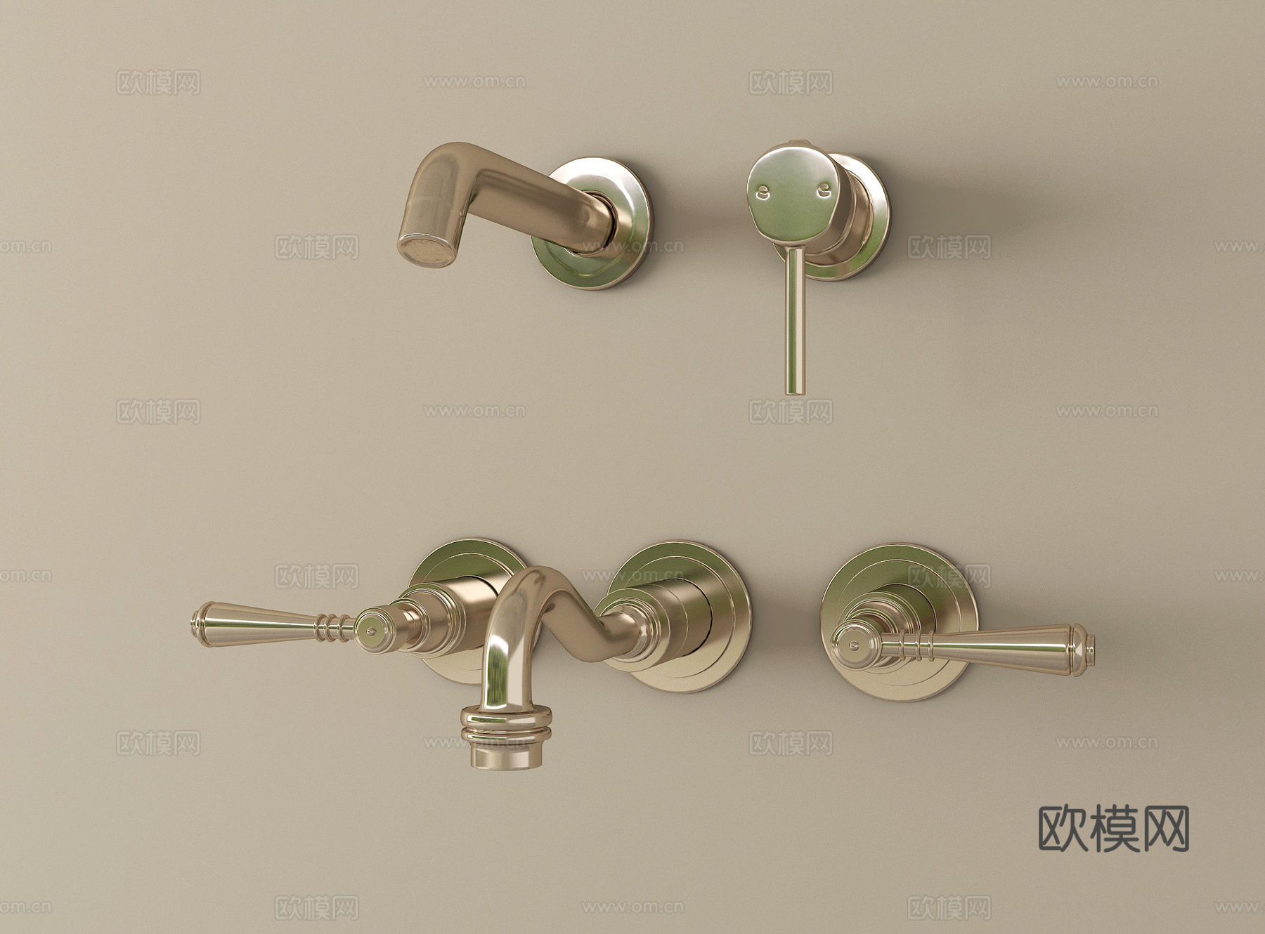 现代墙排水龙头su模型