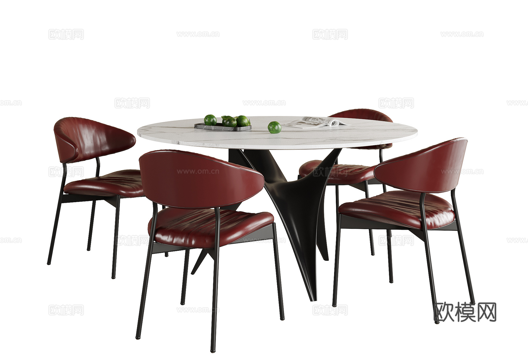 现代餐桌椅 餐椅 圆形餐桌su模型