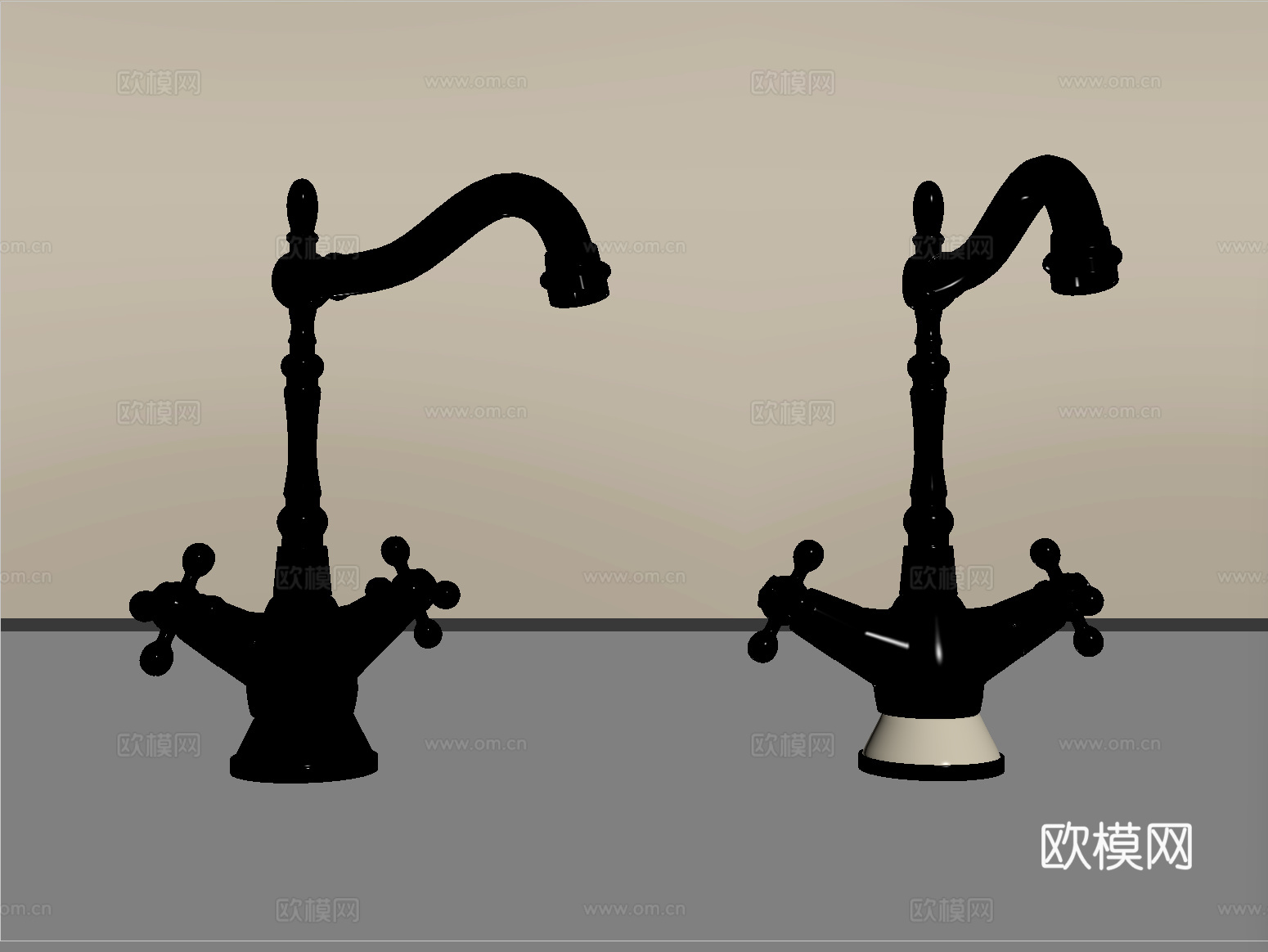 法式水龙头组合 不锈钢水龙头su模型