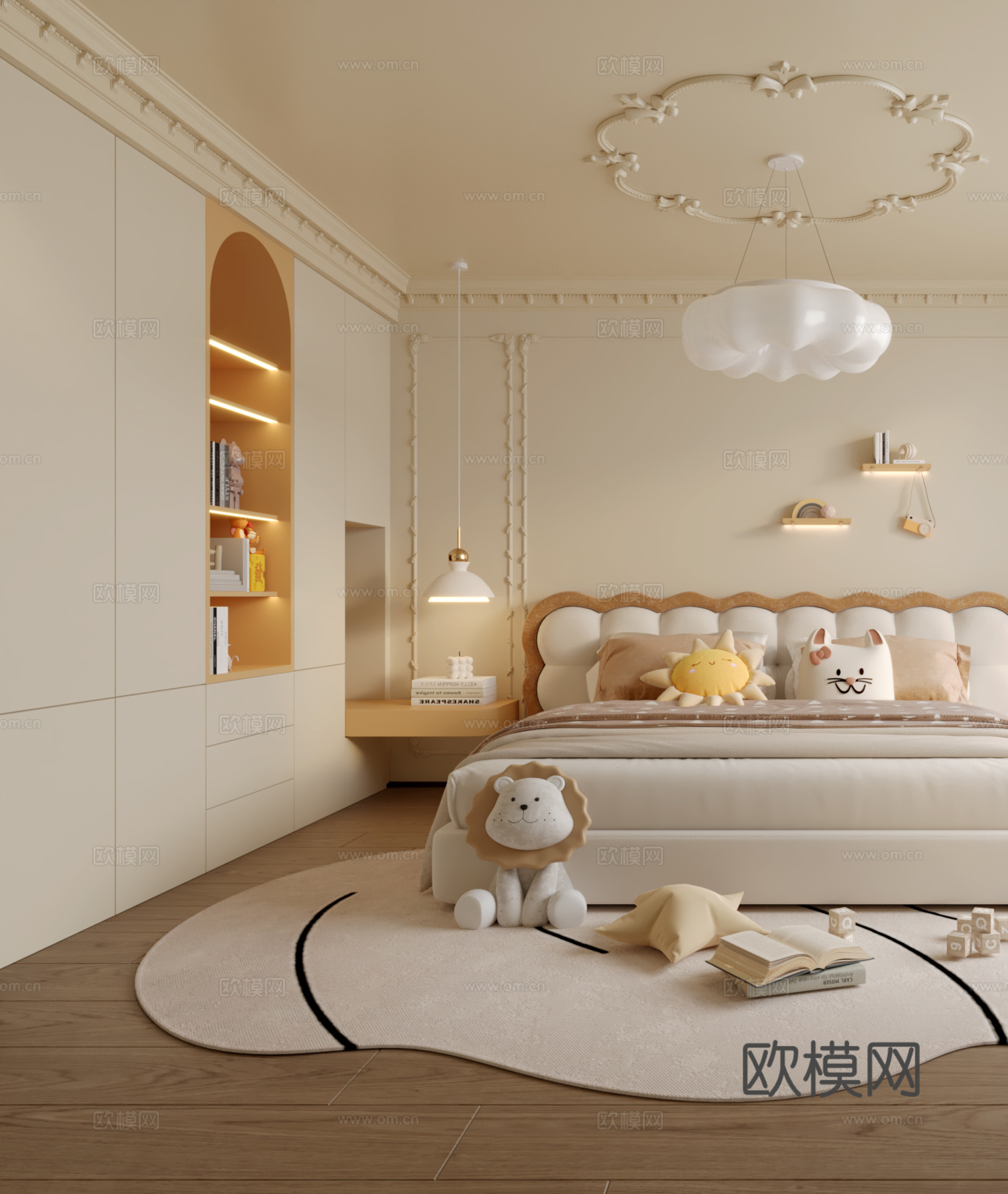 法式儿童房3d模型下载（渲染图2）