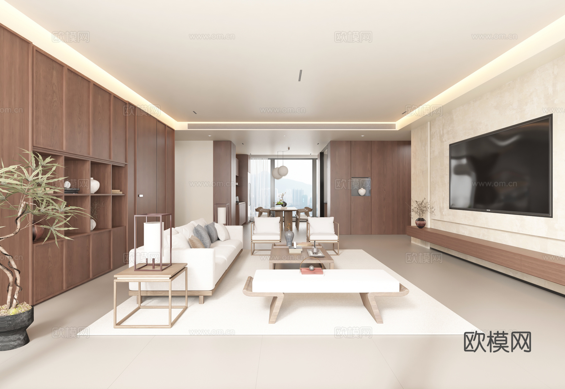 中古风客餐厅3d模型下载（渲染图5）