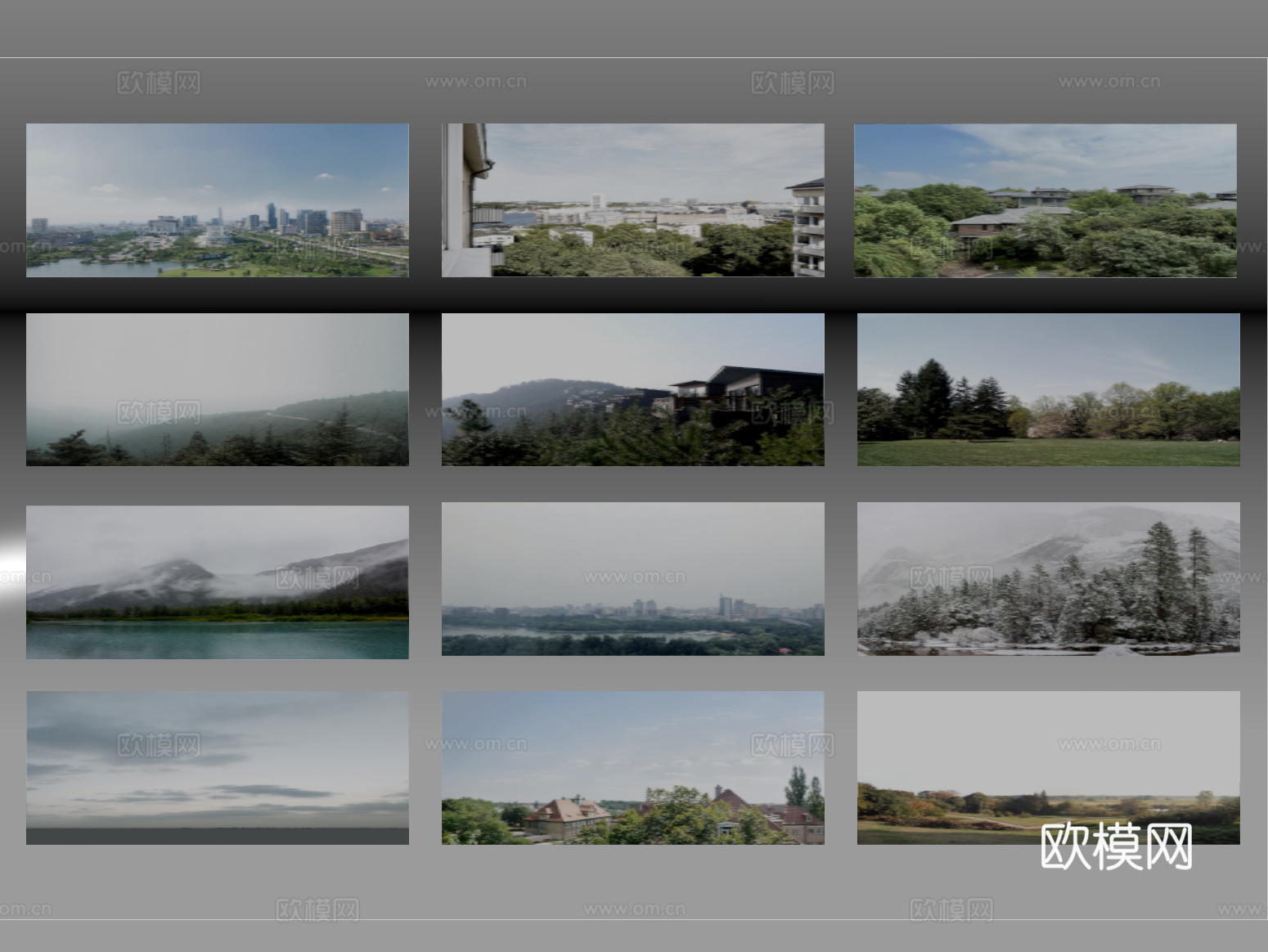现代其他材质 环绕背景 户外外景 城市背景su模型