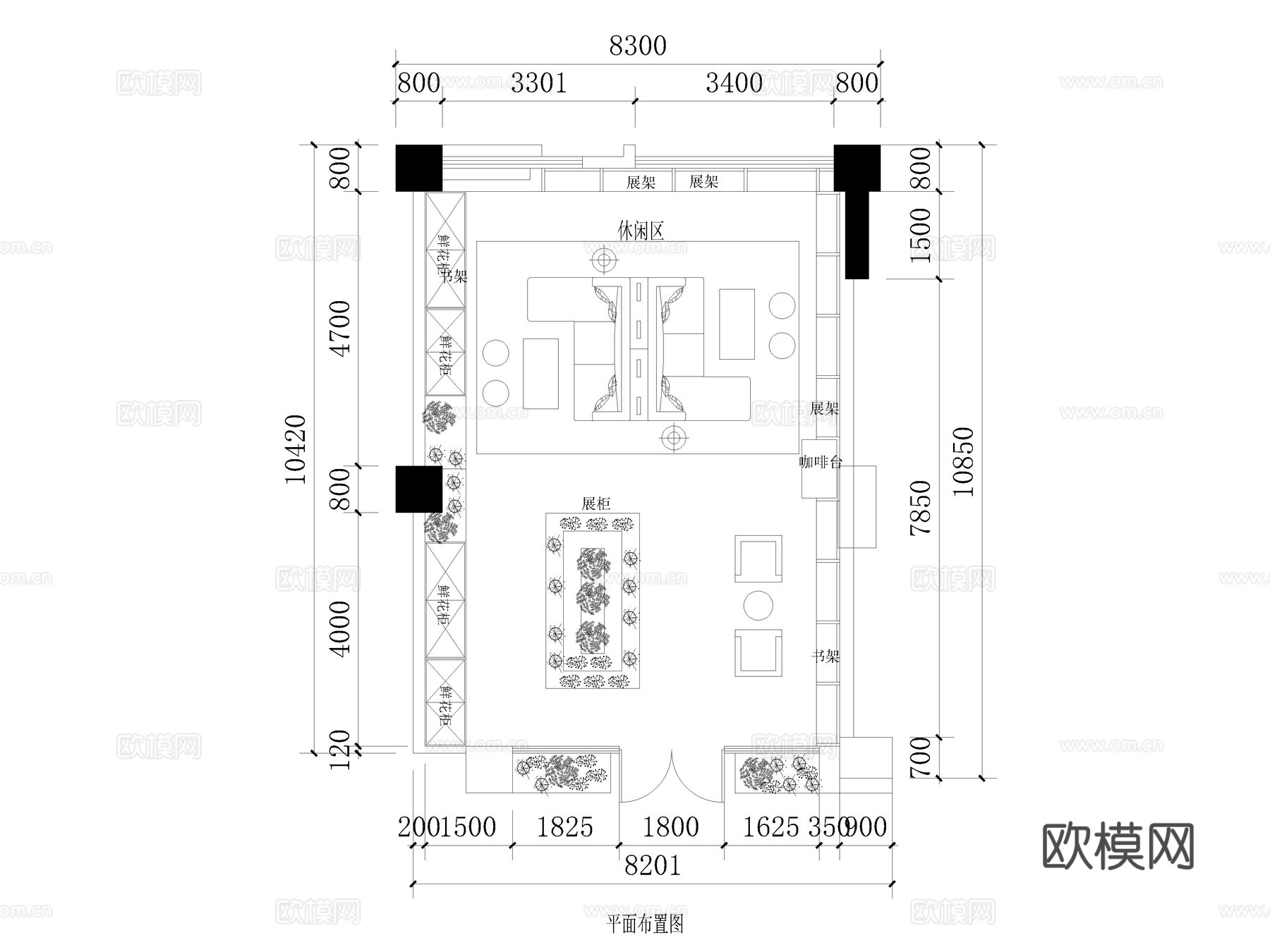 22套花店鲜花店CAD平面图施工图cad施工图