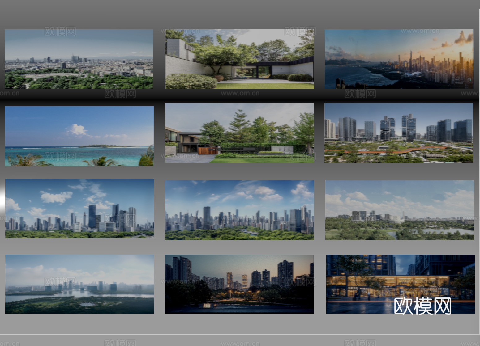 现代其他材质 环绕背景 户外外景 城市背景su模型