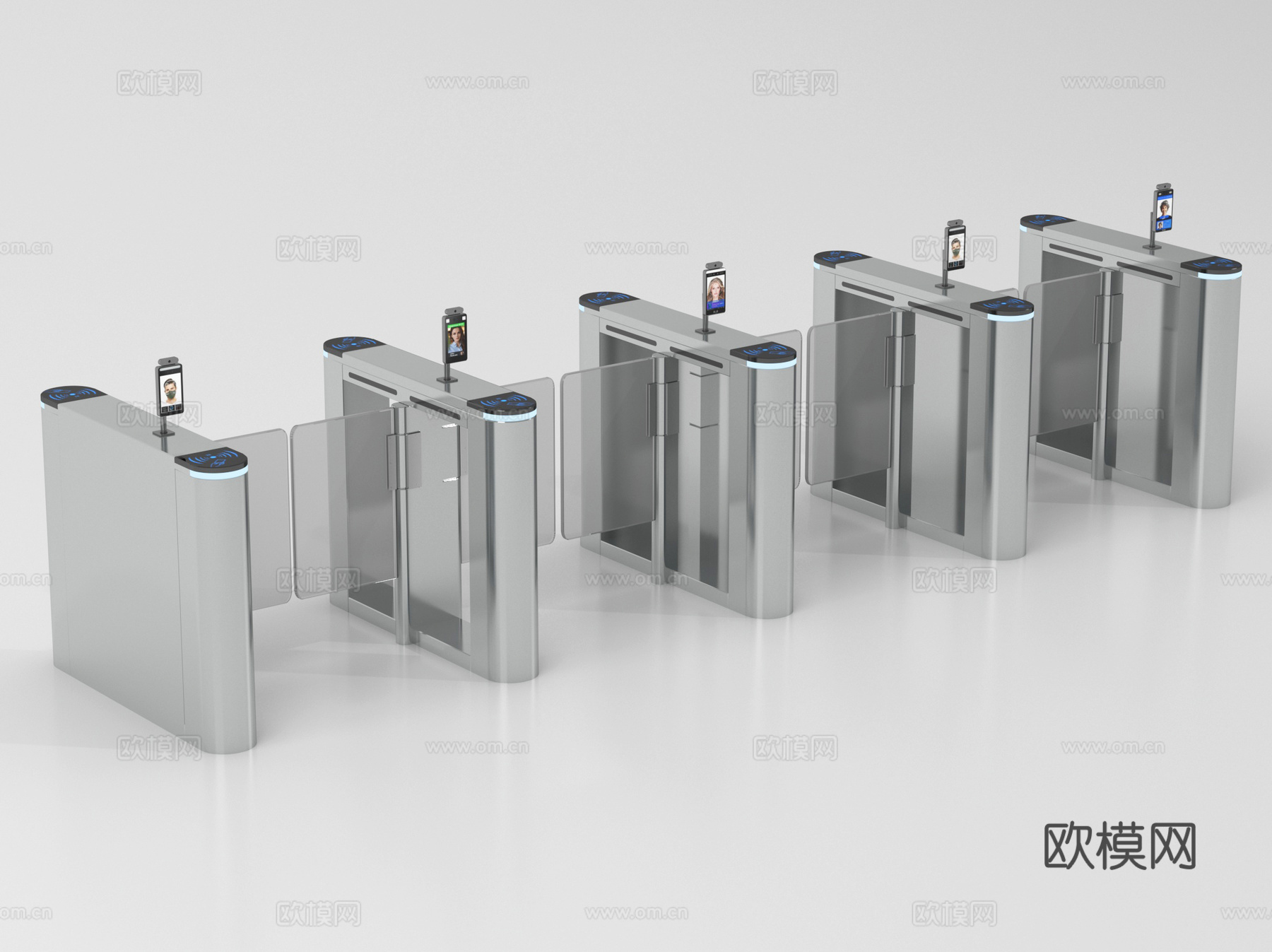现代门禁 闸机 门禁机 闸门 感应门 门闸su模型