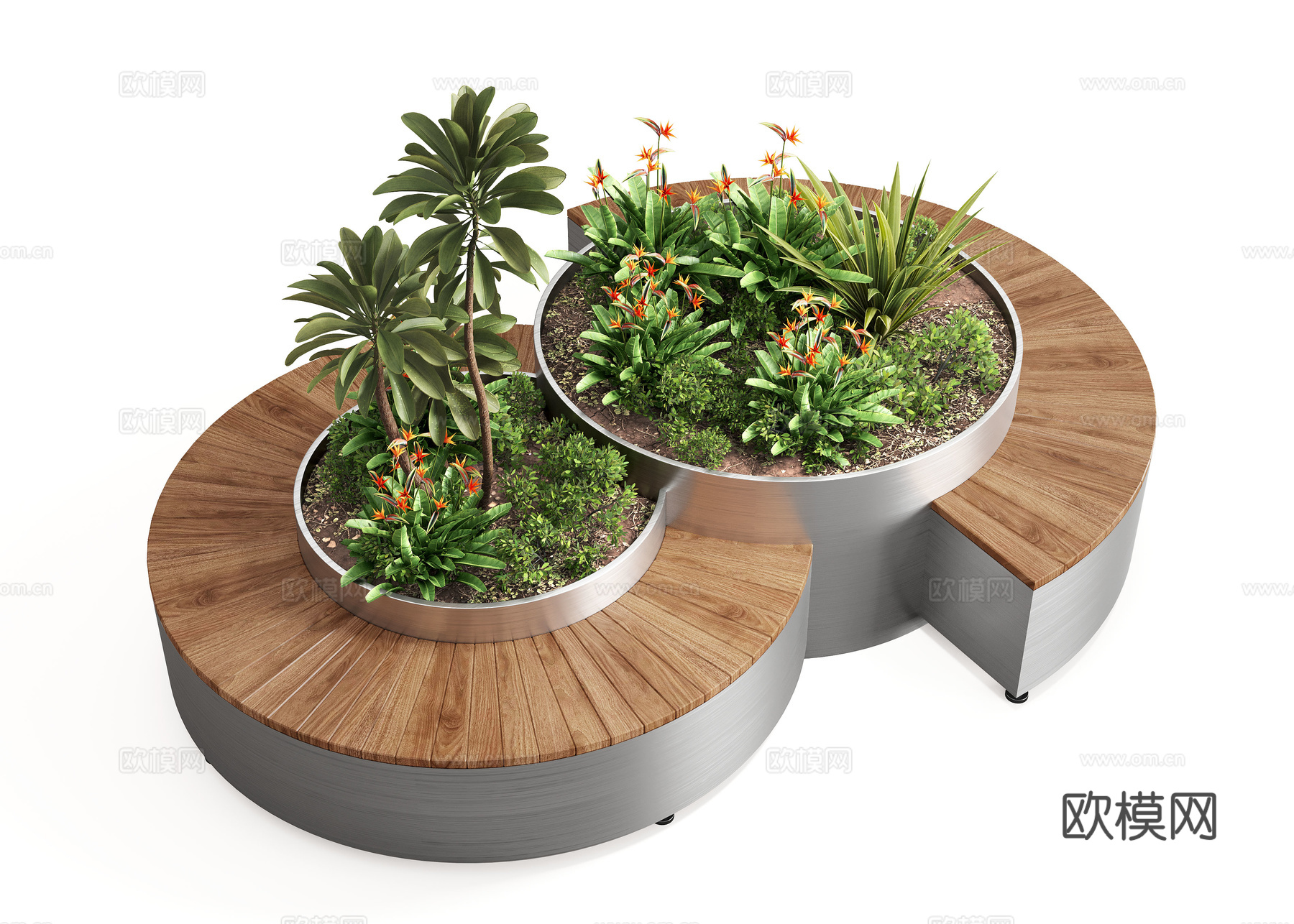 现代户外休息凳 户外椅 户外长椅组合 休闲异形座椅su模型