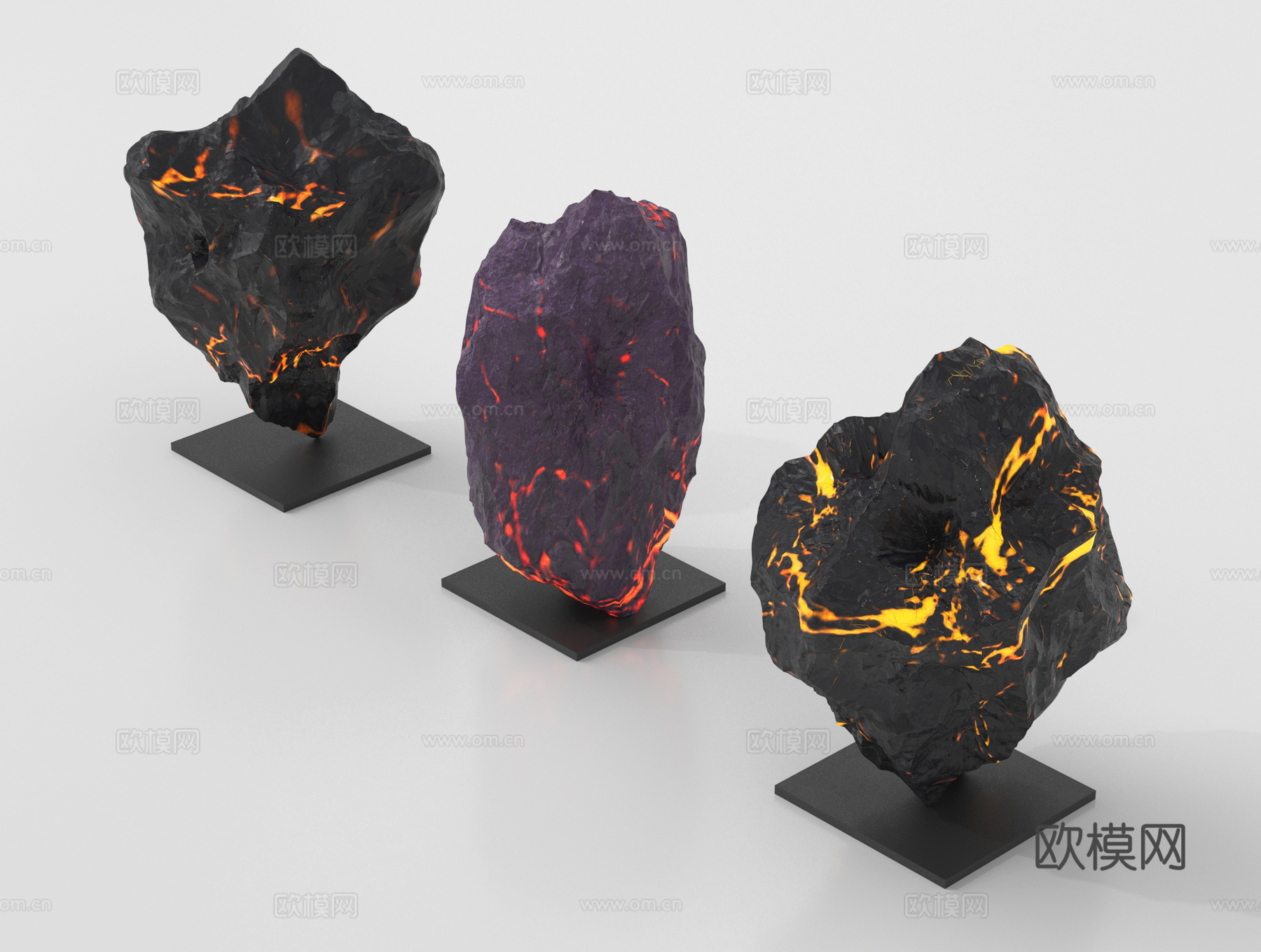 现代创意岩石雕塑摆件 火山石摆件 石头雕塑摆件su模型