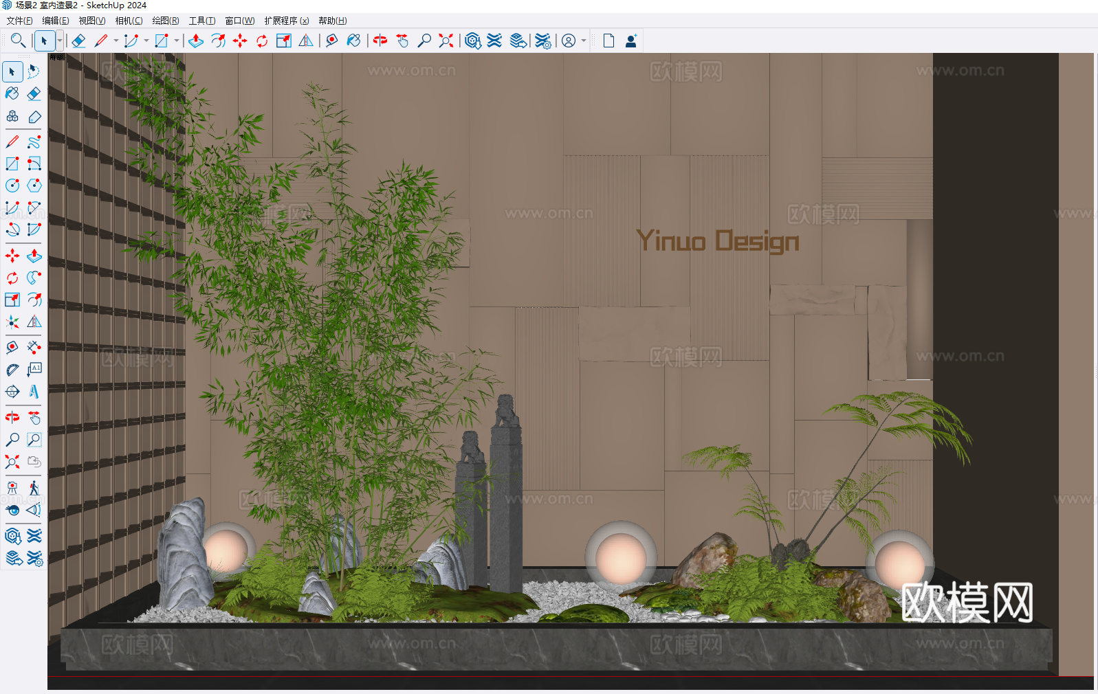 现代室内景观 景观造景 植物组合 庭院景观 景观树 室内造景su模型