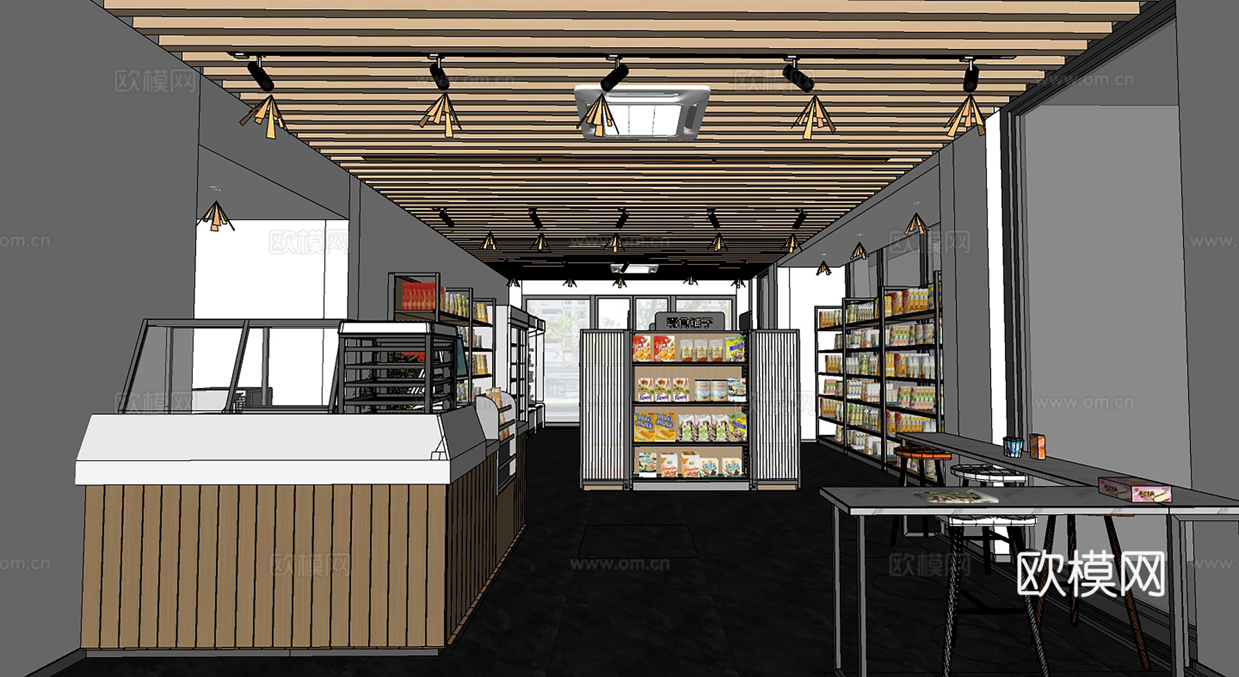 现代便利店 便利店 超市 商店 货架su模型