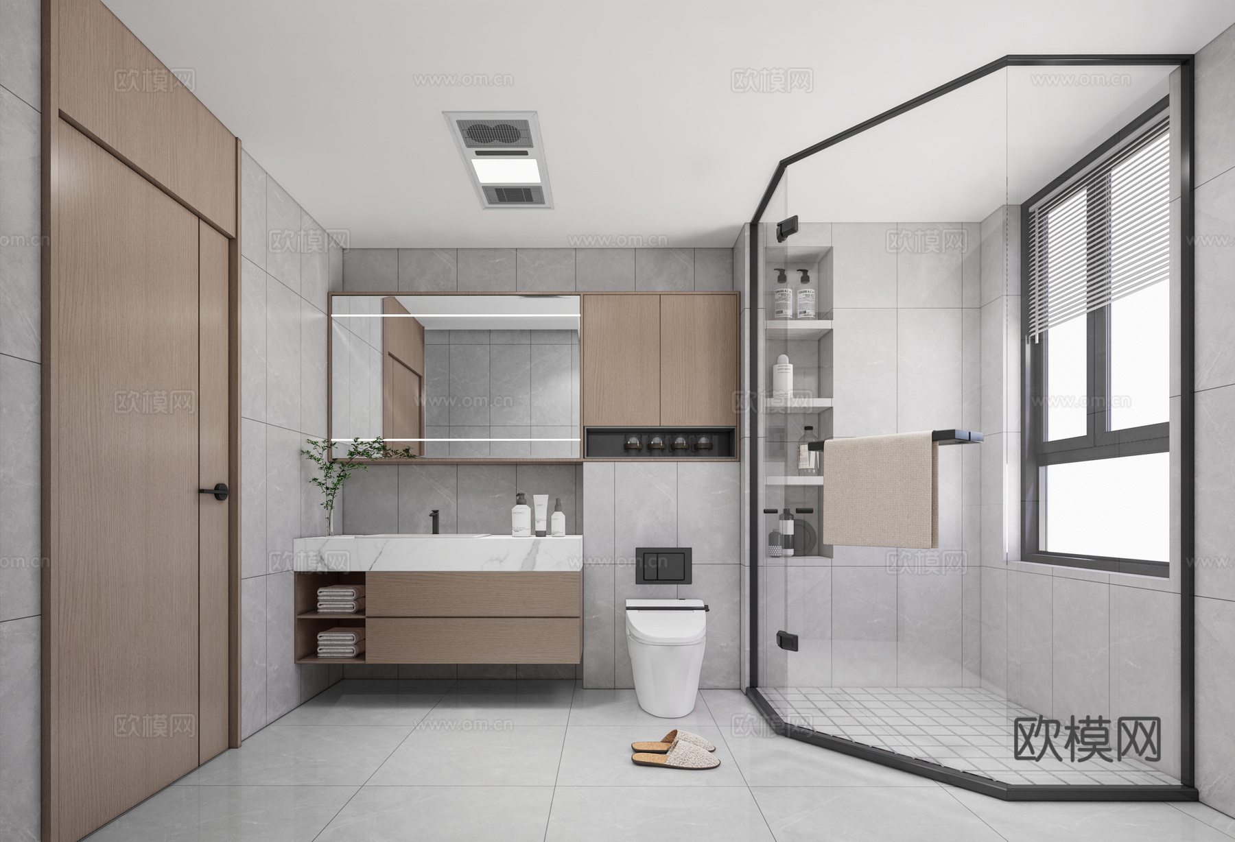 现代卫生间_现代卫生间_干湿分离卫生间_马桶_淋裕su模型