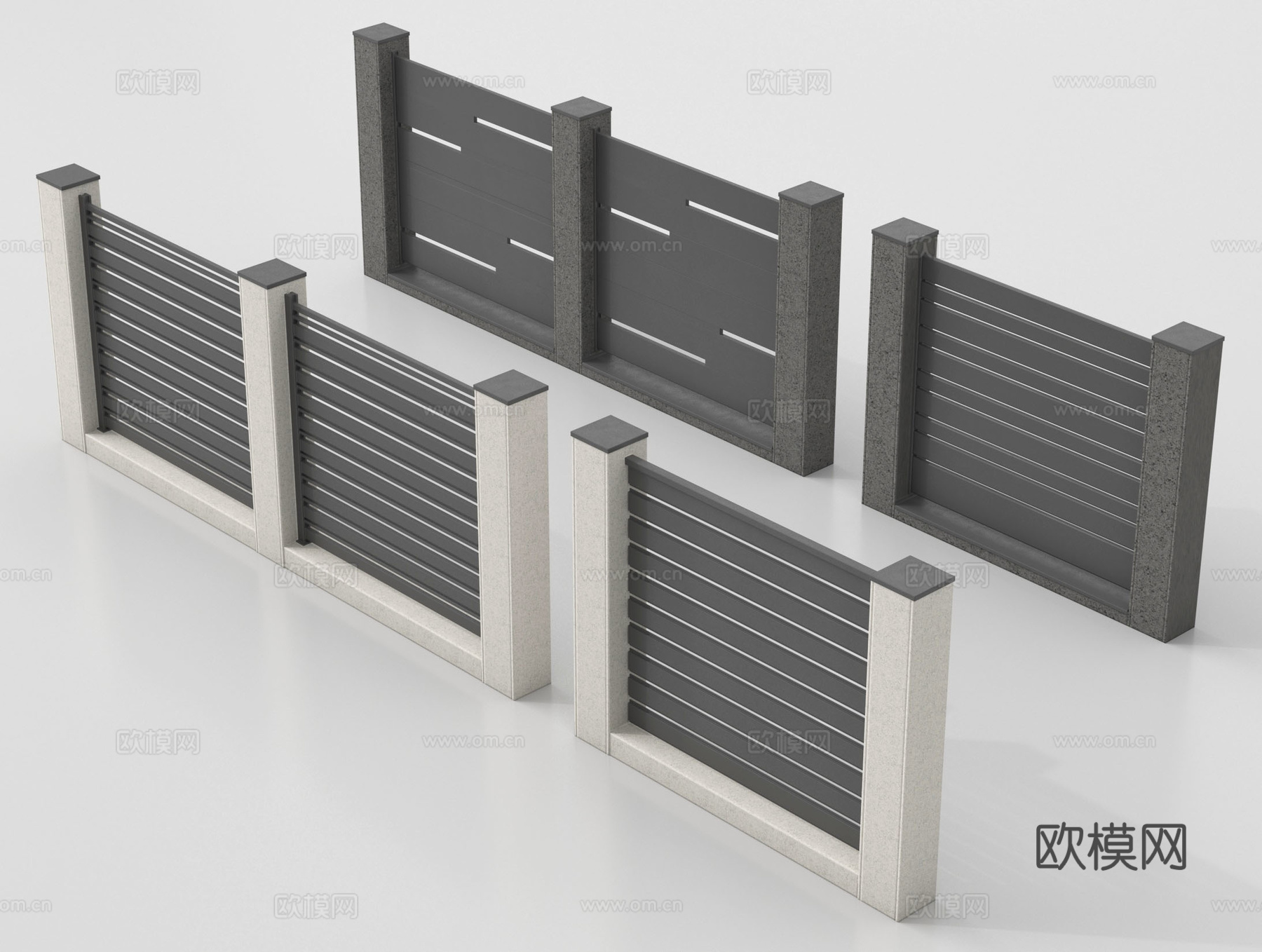 现代围墙景墙 庭院围墙 别墅围墙 小区围墙su模型