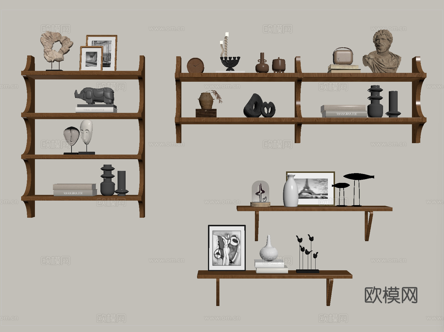 中古风置物架 摆件装饰su模型