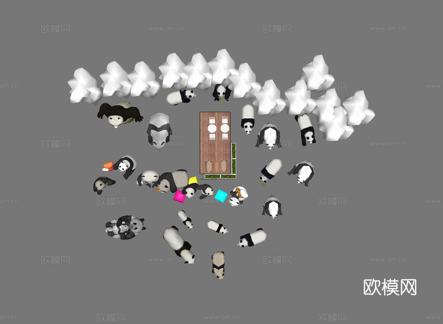 现代雕塑 熊猫国宝熊猫雕塑su模型