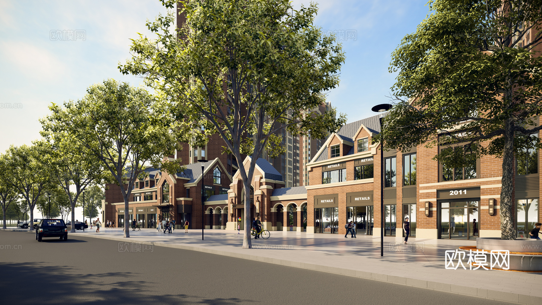 欧式商业街su模型