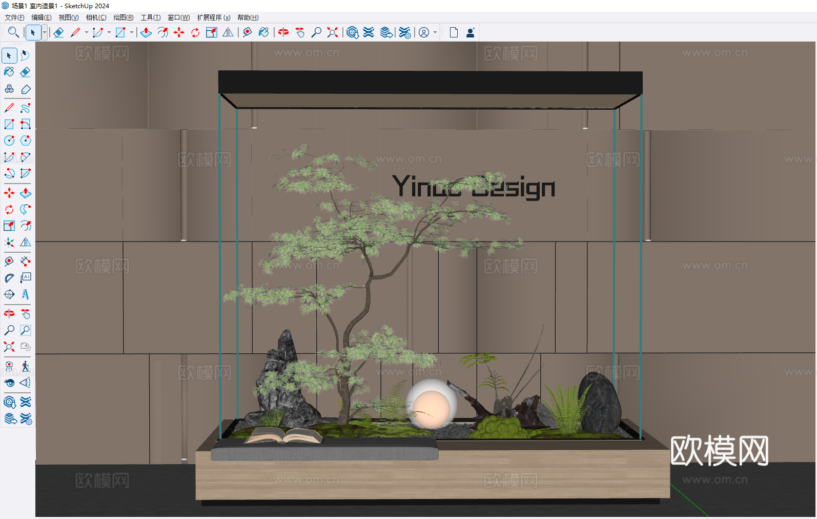 现代室内景观 景观造景 植物组合 庭院景观 景观树 室内造景su模型