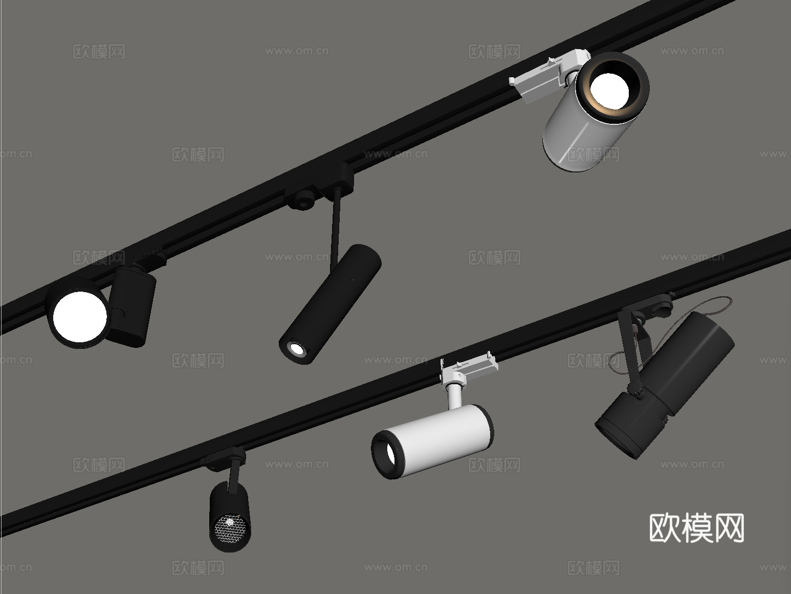 现代筒灯射灯 轨道射灯su模型
