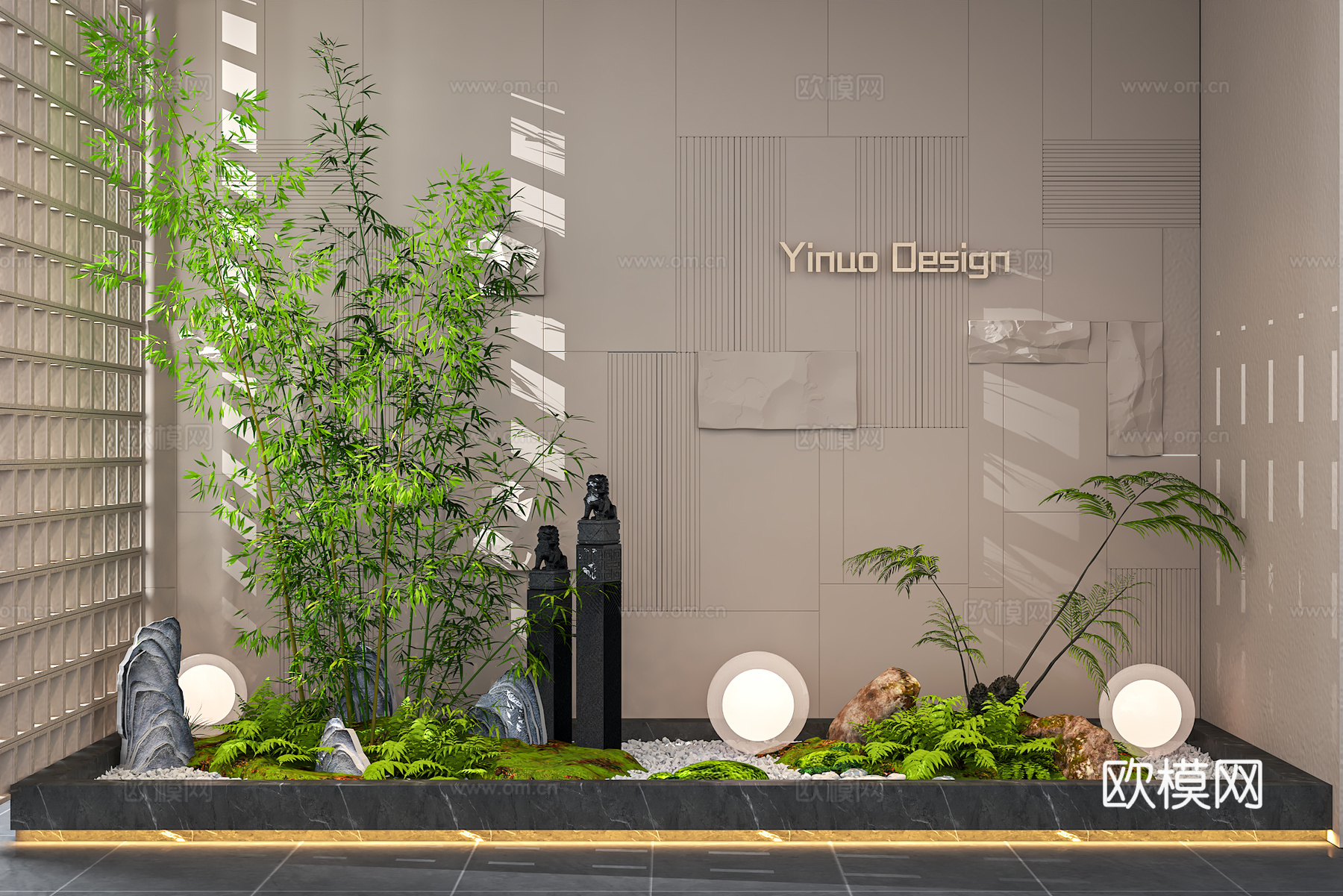 现代室内景观 景观造景 植物组合 庭院景观 景观树 室内造景su模型