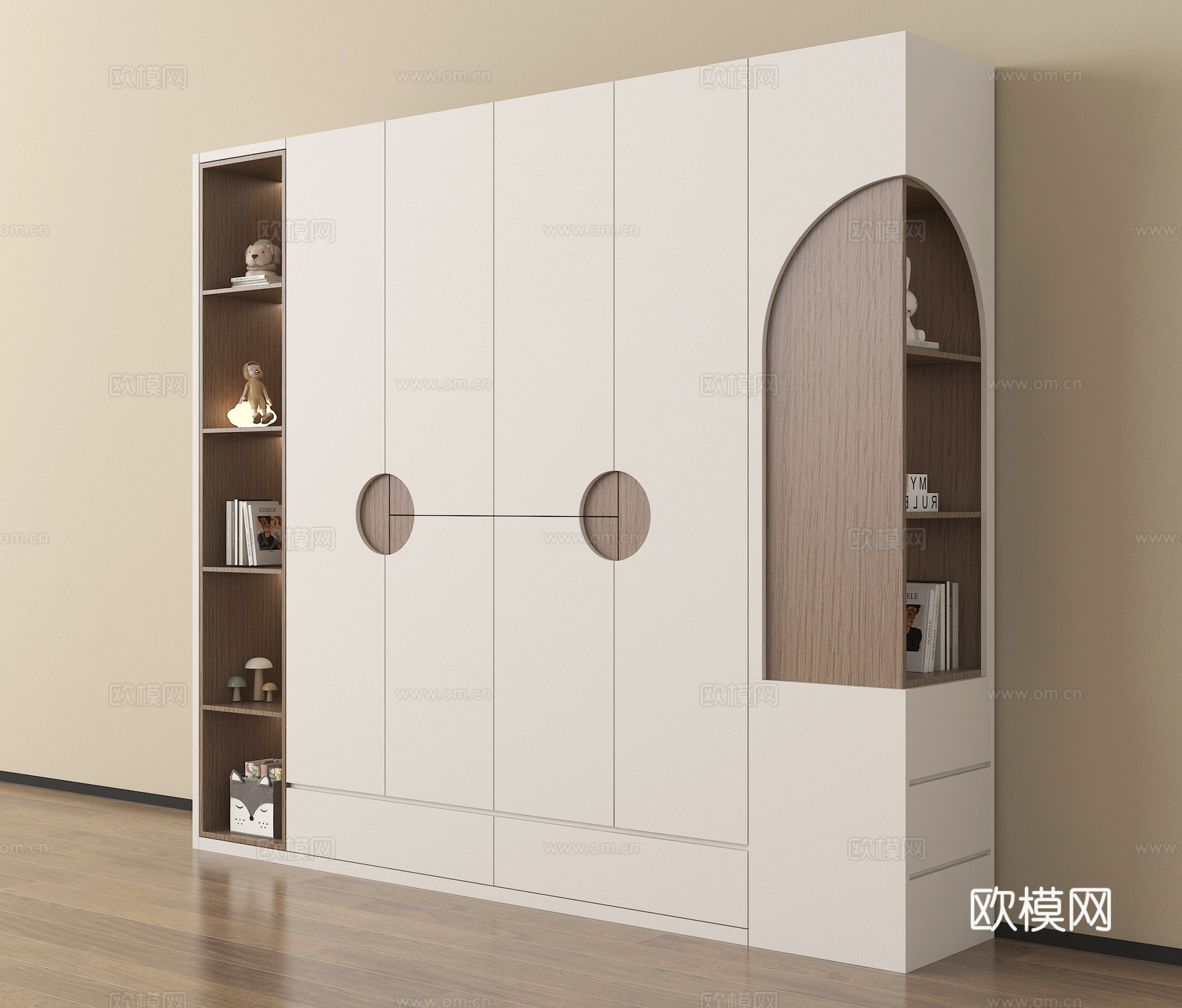 现代衣柜 实木su模型