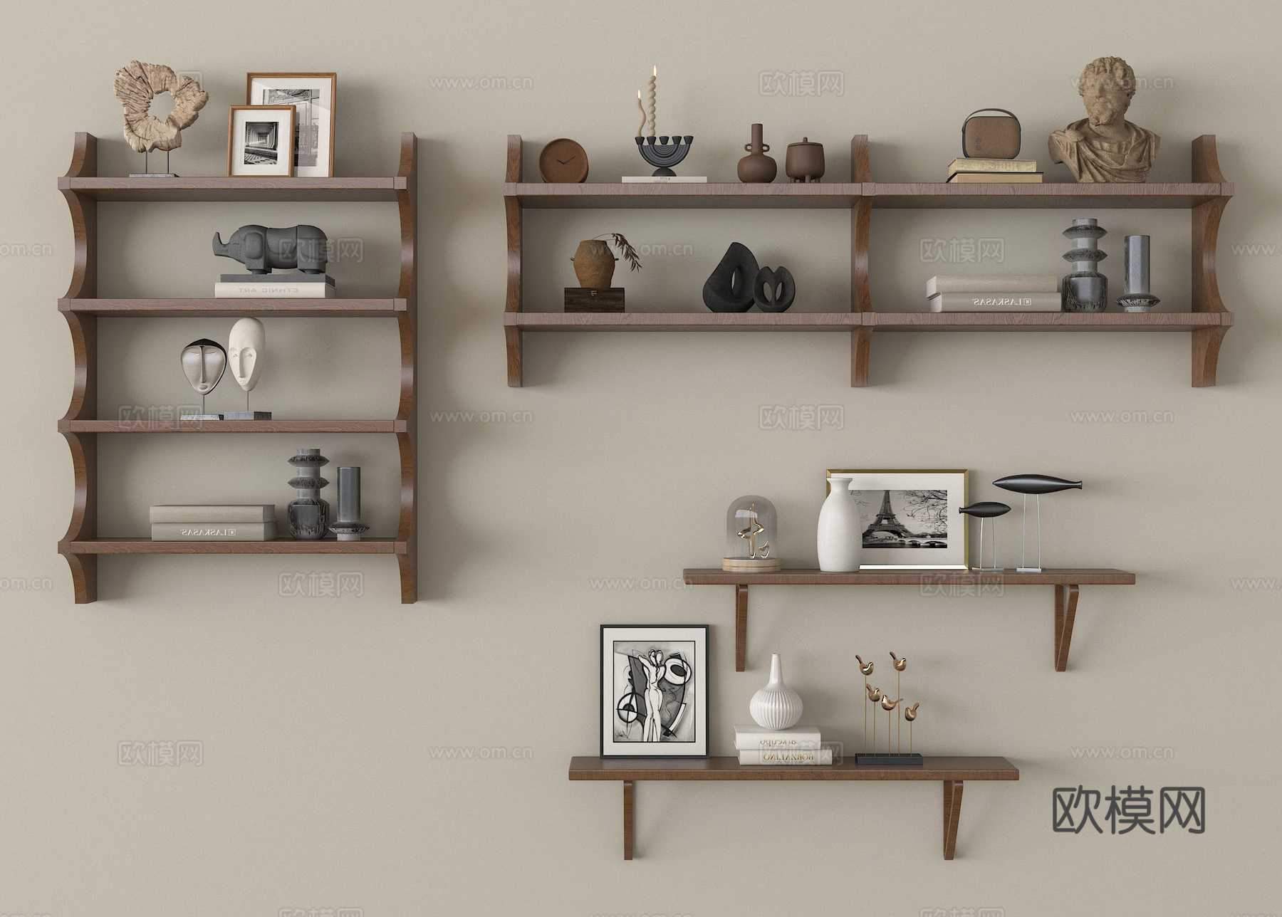中古风置物架 摆件装饰su模型