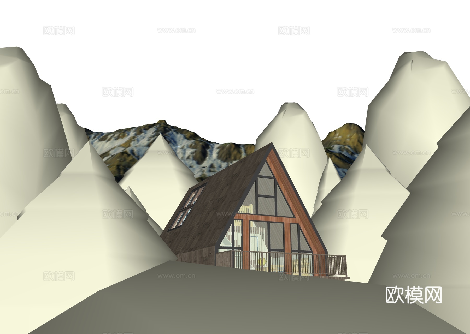 现代木屋民宿  度假木屋 度假屋su模型