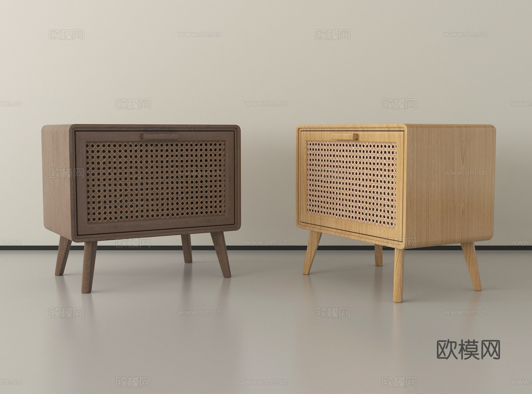 现代藤编床头柜su模型