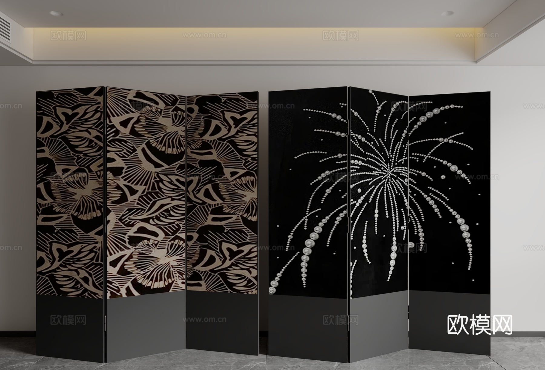 现代中古风屏风3d模型