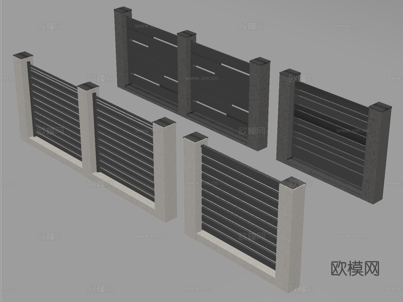 现代围墙景墙 庭院围墙 别墅围墙 小区围墙su模型