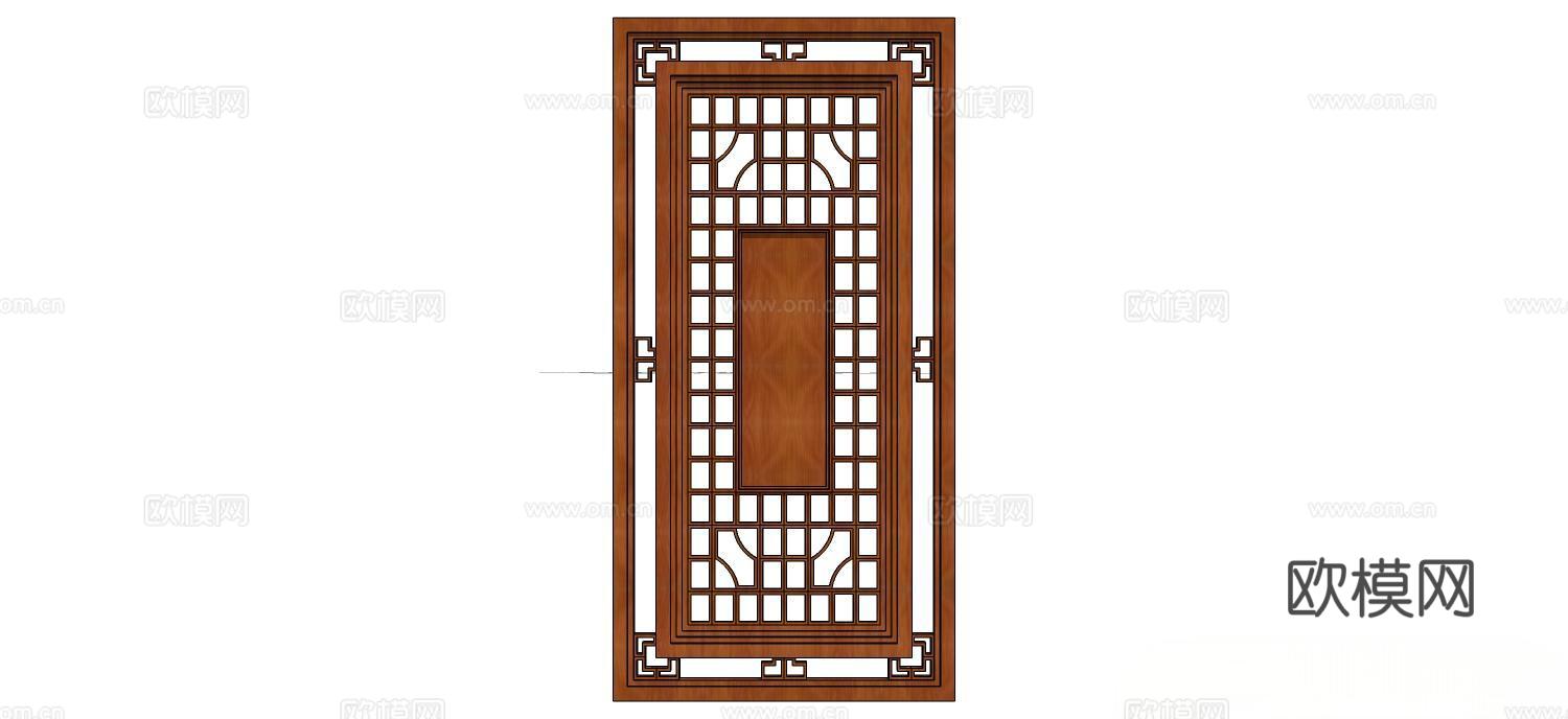 实木屏风 屏风 屛风隔断 隔断su模型