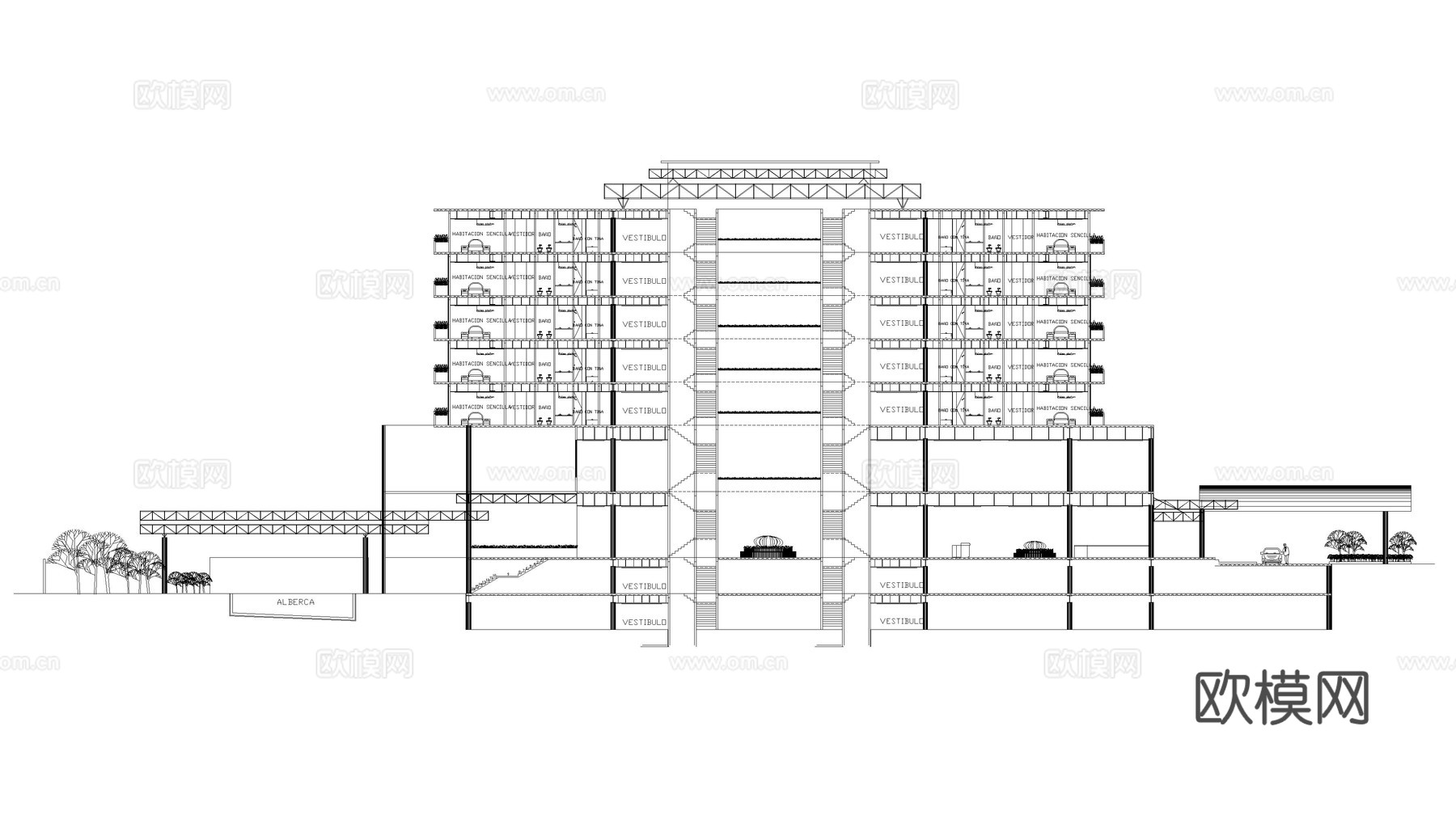 商务酒店大厅平面布局cad施工图