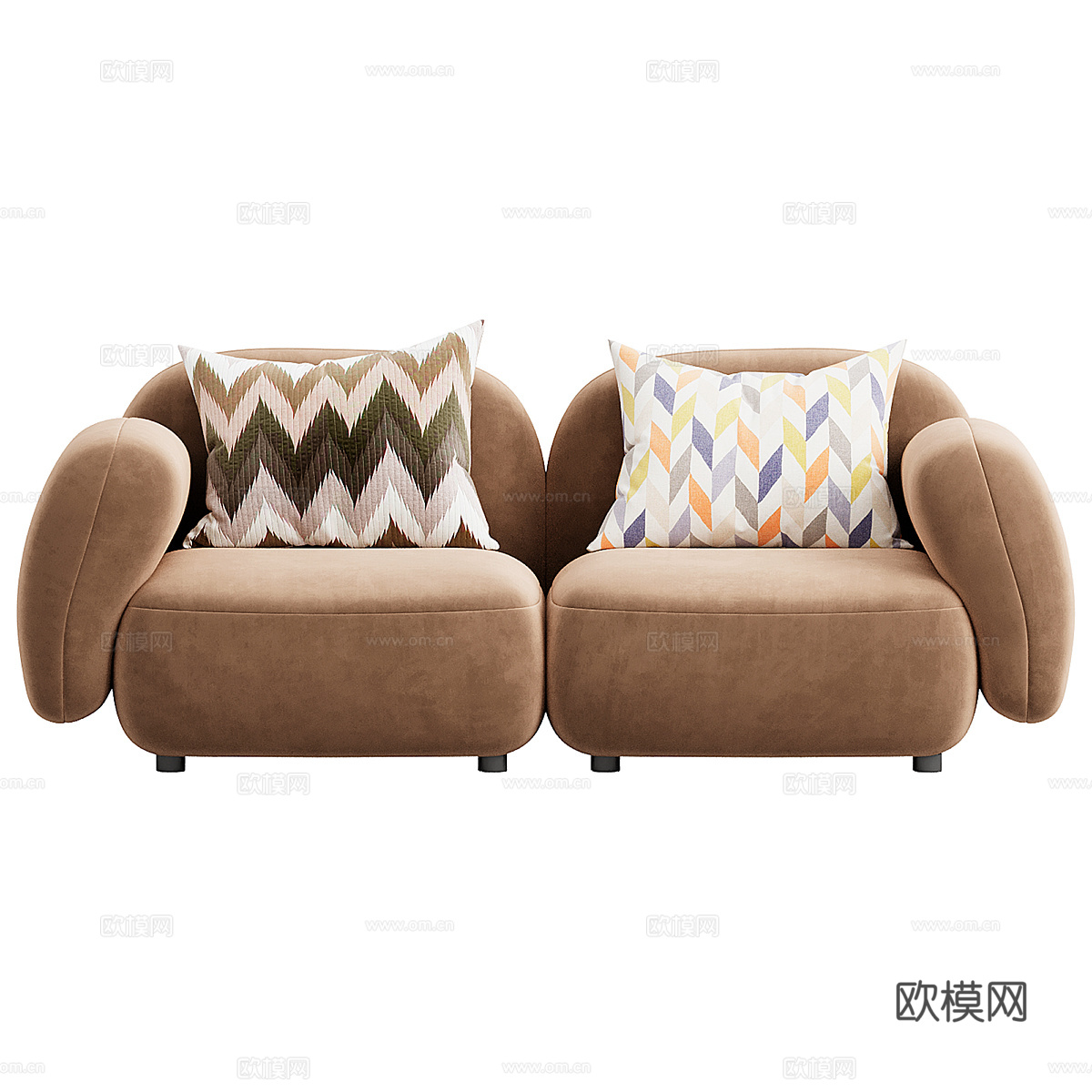 现代奶油风 Sundae 双人布艺休闲沙发3d模型下载（渲染图3）