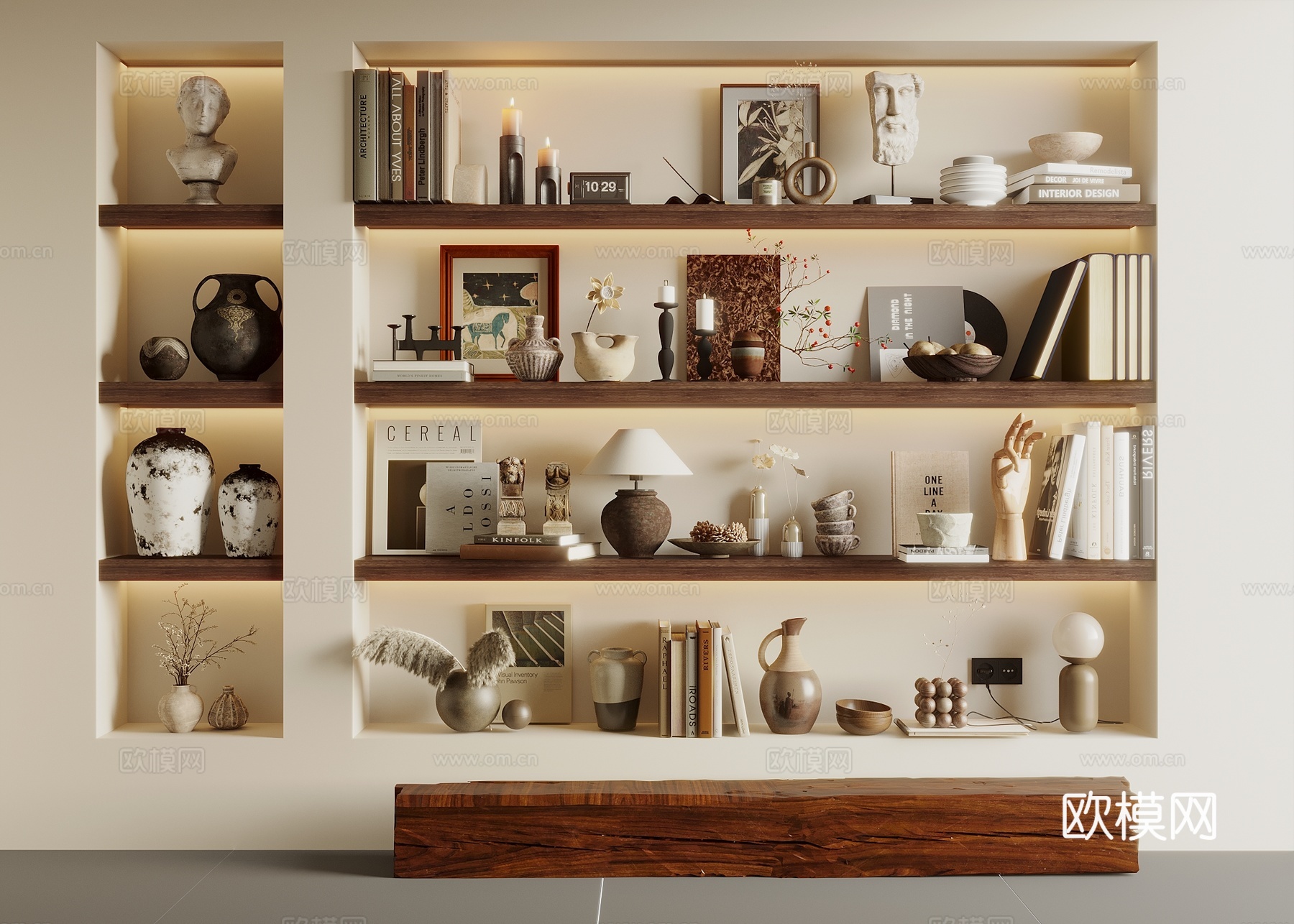 侘寂风陶罐摆件 陶瓷器皿 风化陶罐 摆件组合3d模型下载