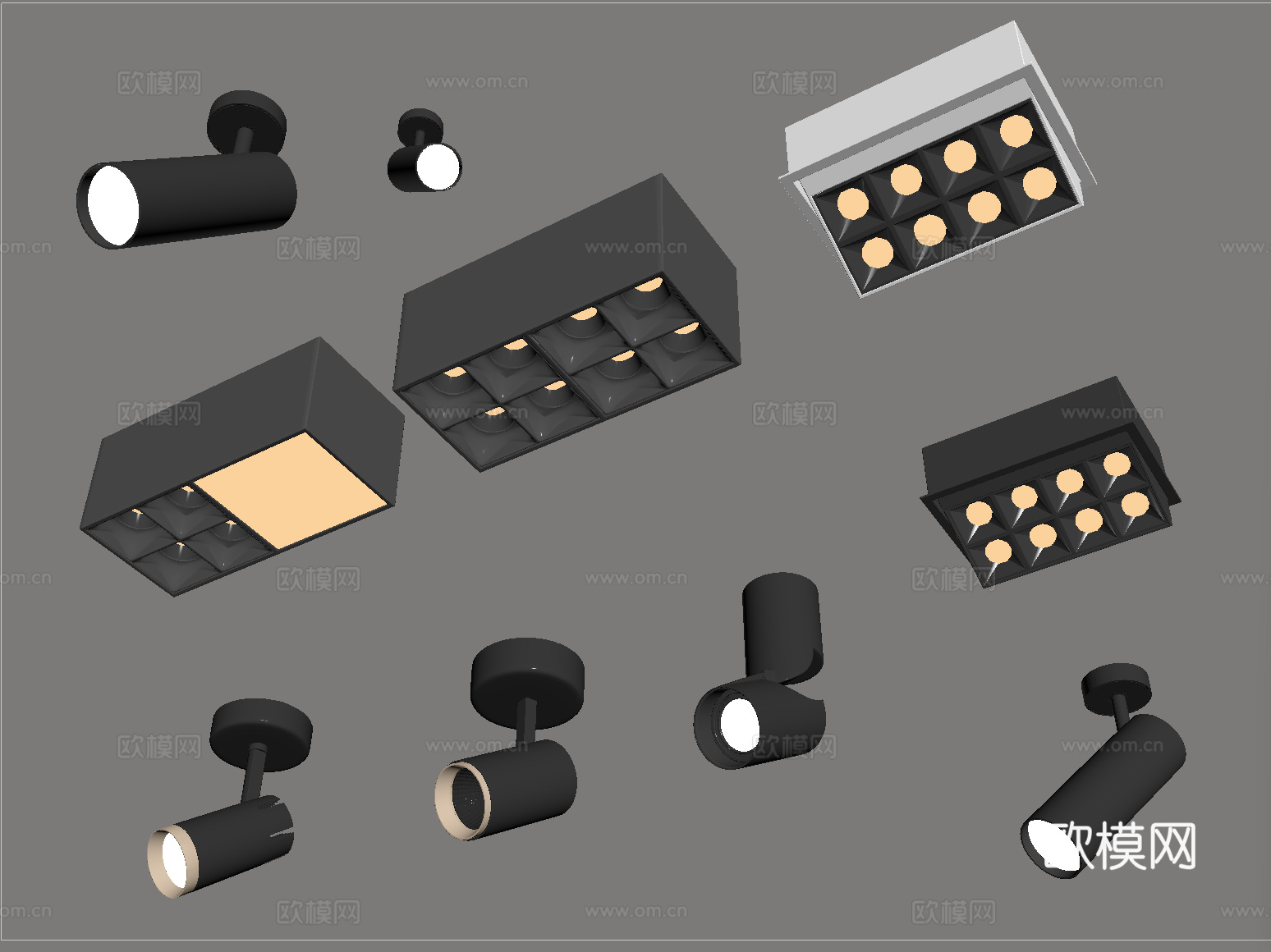 现代筒灯射灯  明装筒灯射灯 转向式su模型