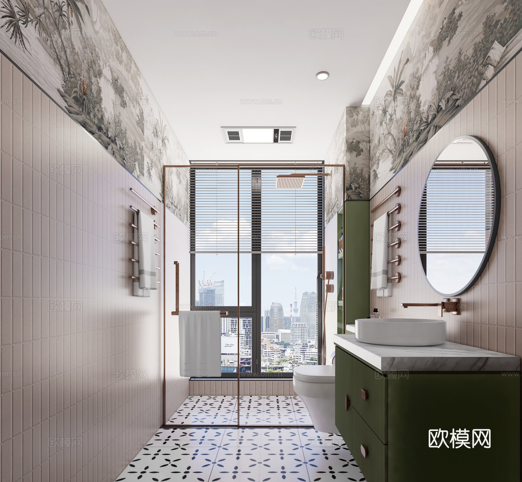 现代卫生间_干湿分离卫生间_洗手台_马桶_淋裕su模型