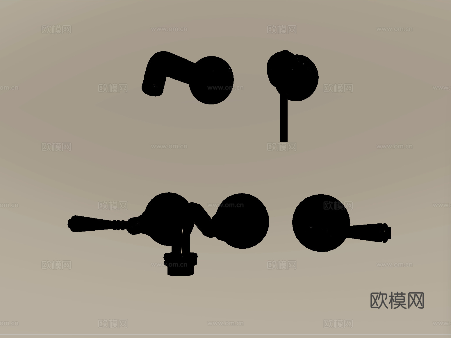 现代墙排水龙头su模型