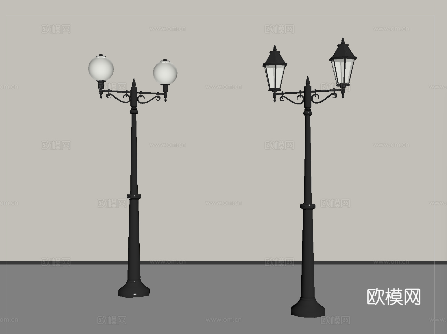 法式路灯 庭院灯 户外灯su模型