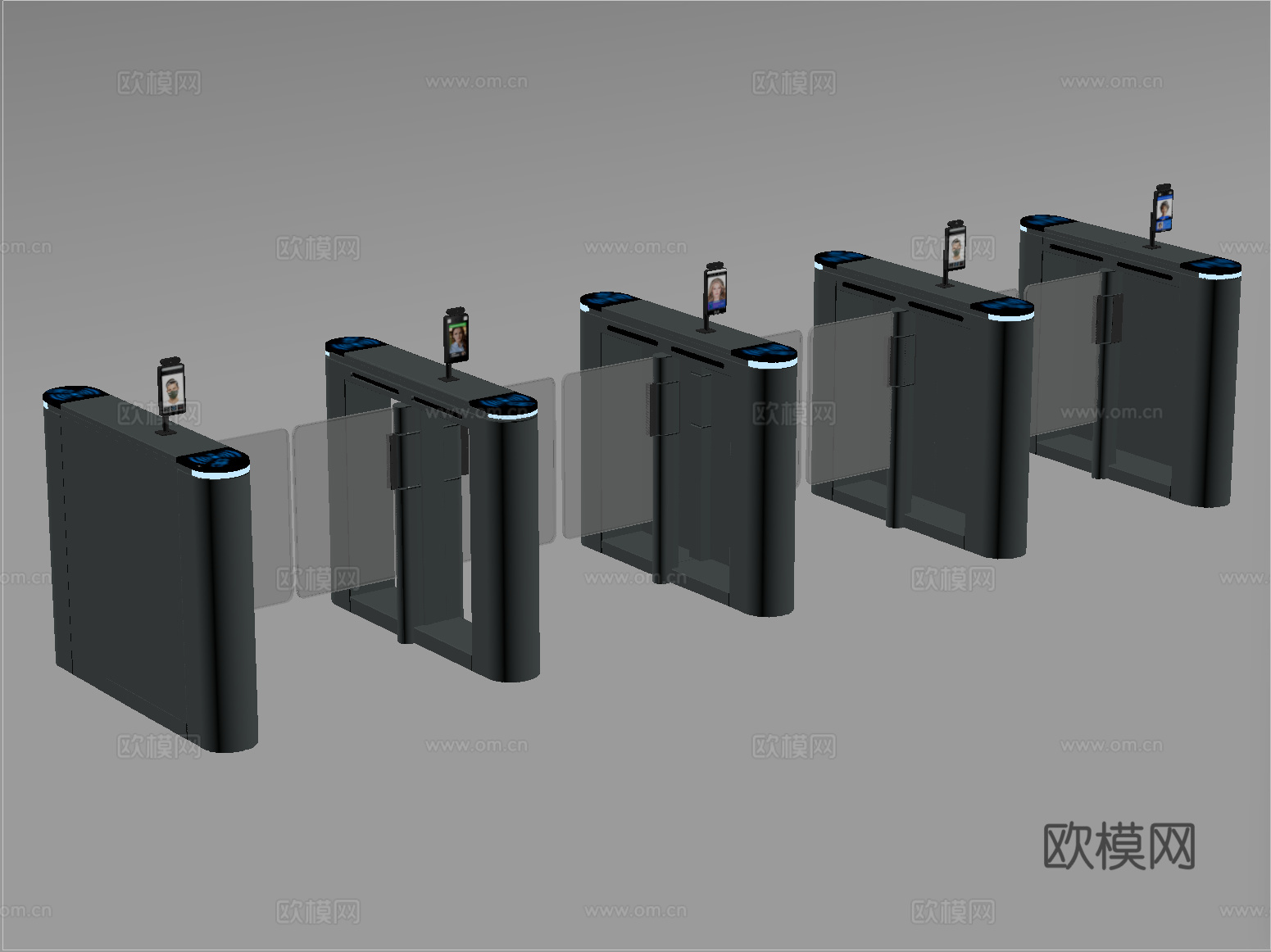 现代门禁 闸机 门禁机 闸门 感应门 门闸su模型