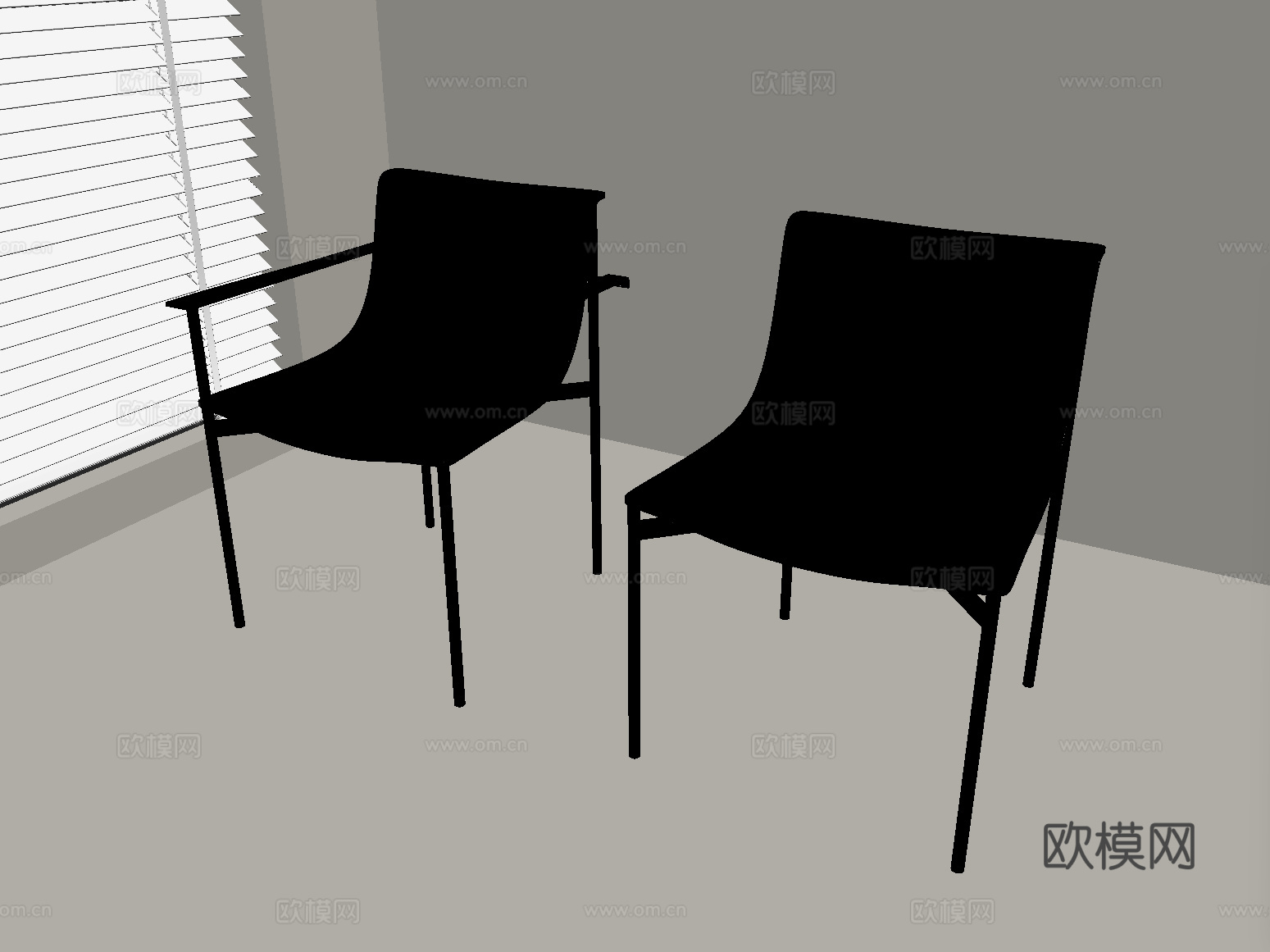 现代休闲椅 单椅 餐椅 金属椅su模型