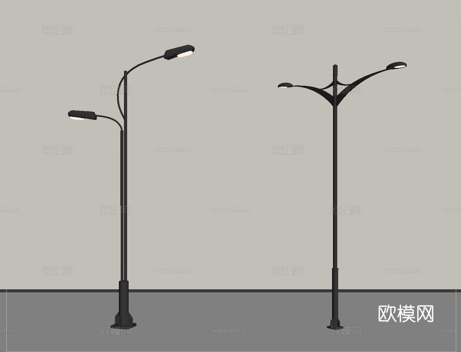 现代户外路灯 高杆灯 景观灯su模型