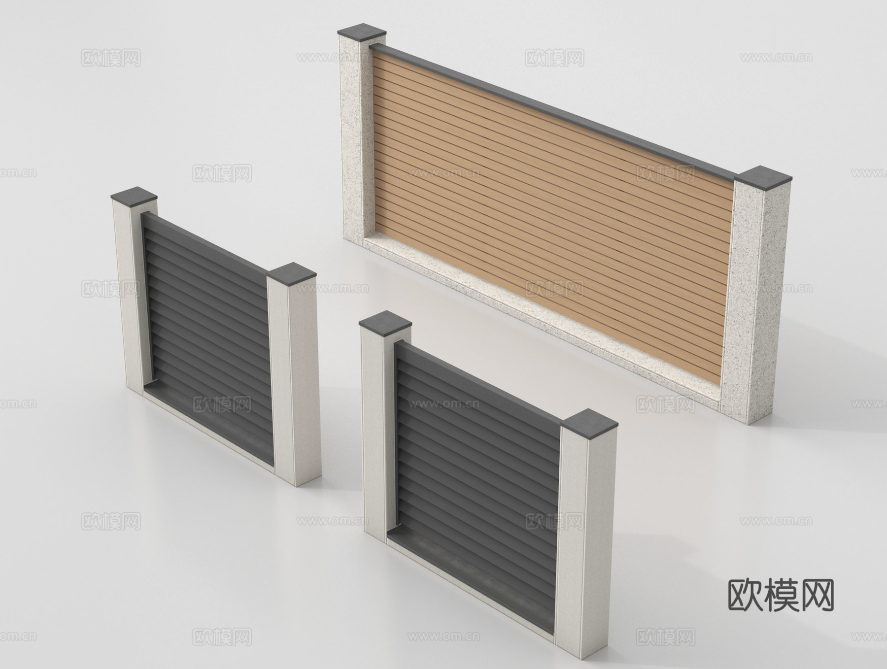 现代围墙 庭院围墙 别墅围墙su模型